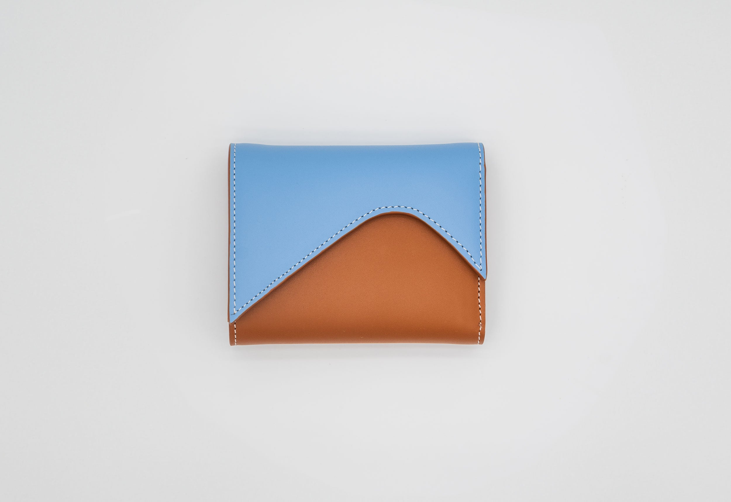 MOUNTAIN Blue and Brown Leather Trifold Wallet