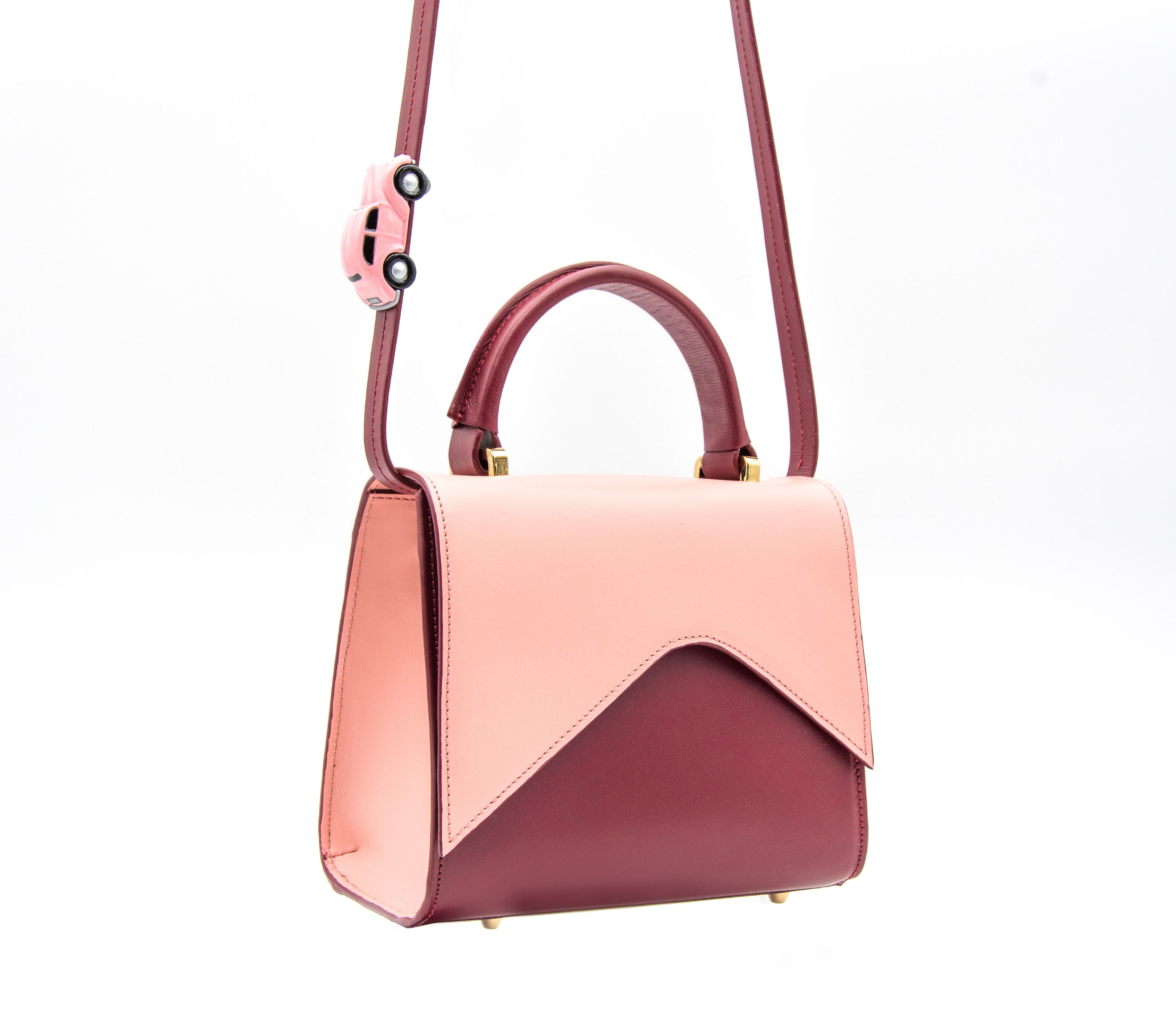MOUNTAIN ROAD Pink and Burgundy small leather shoulder bag