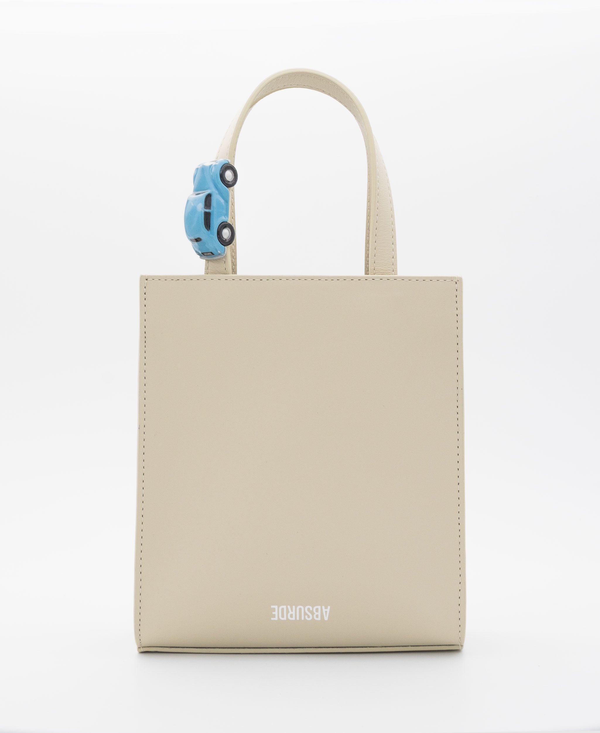 STOP Mini Tote Bag in Off White Leather