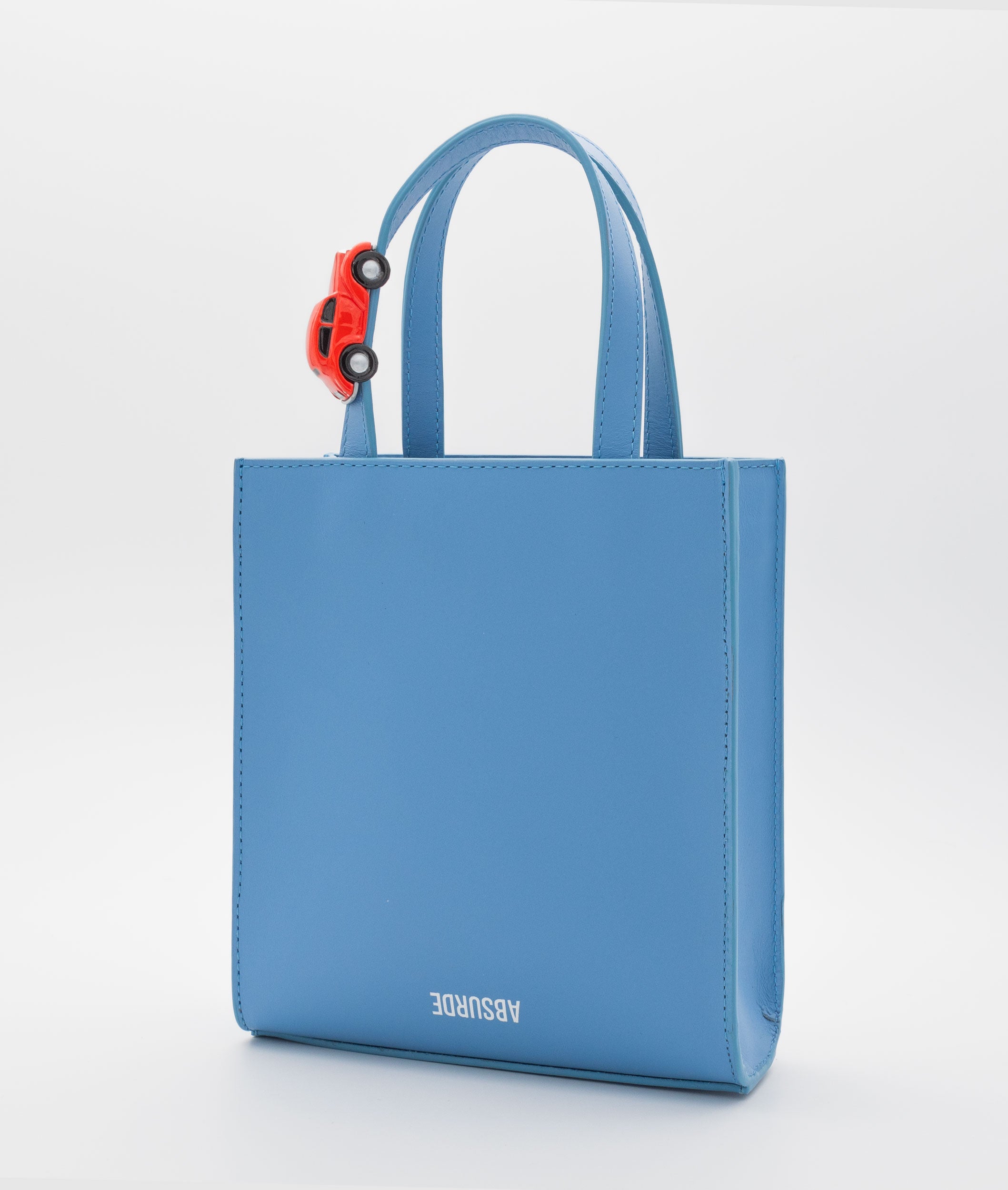 MINI STOP Tote Bag in Blue Leather