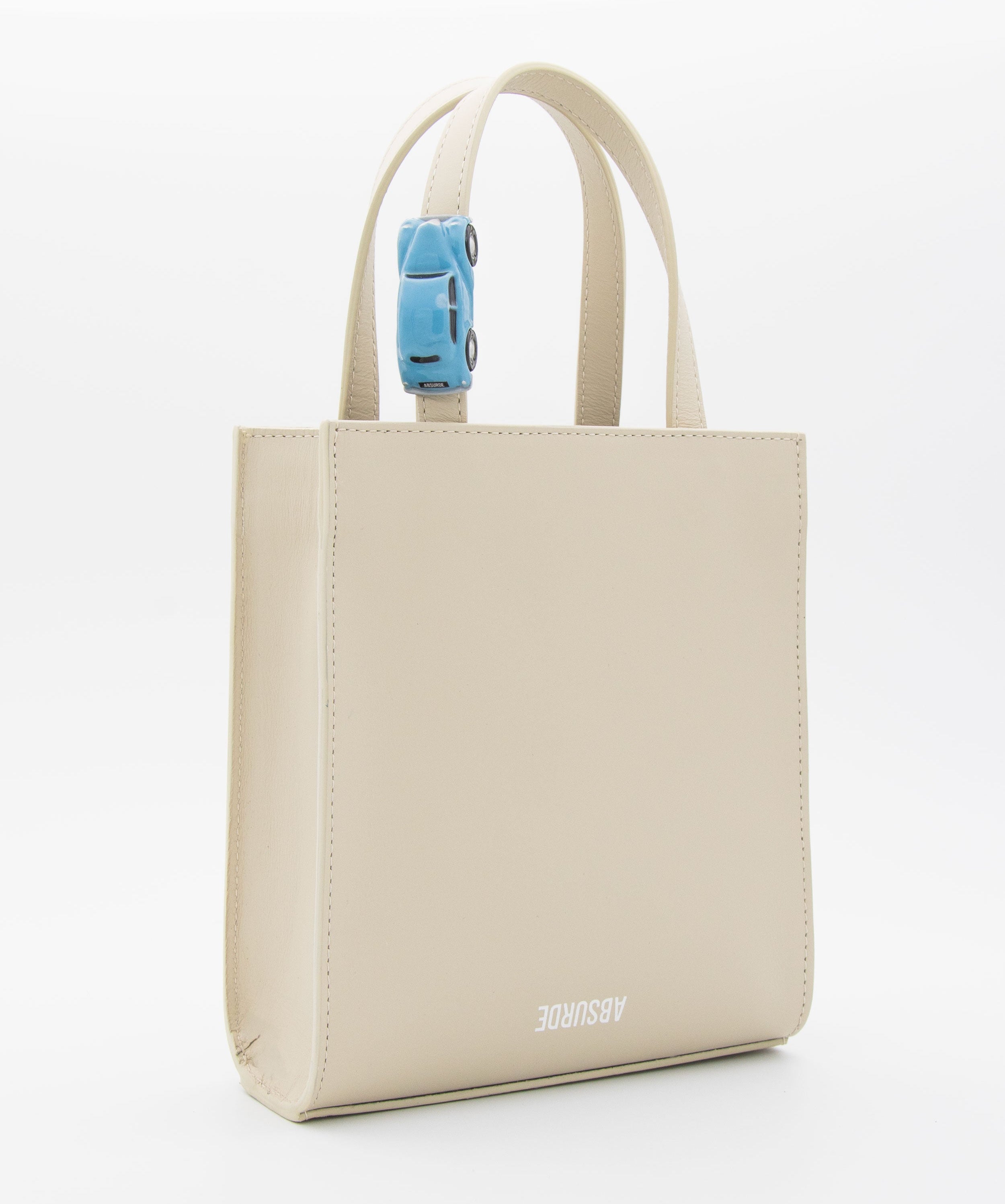 MINI STOP Tote Bag in Off White Leather