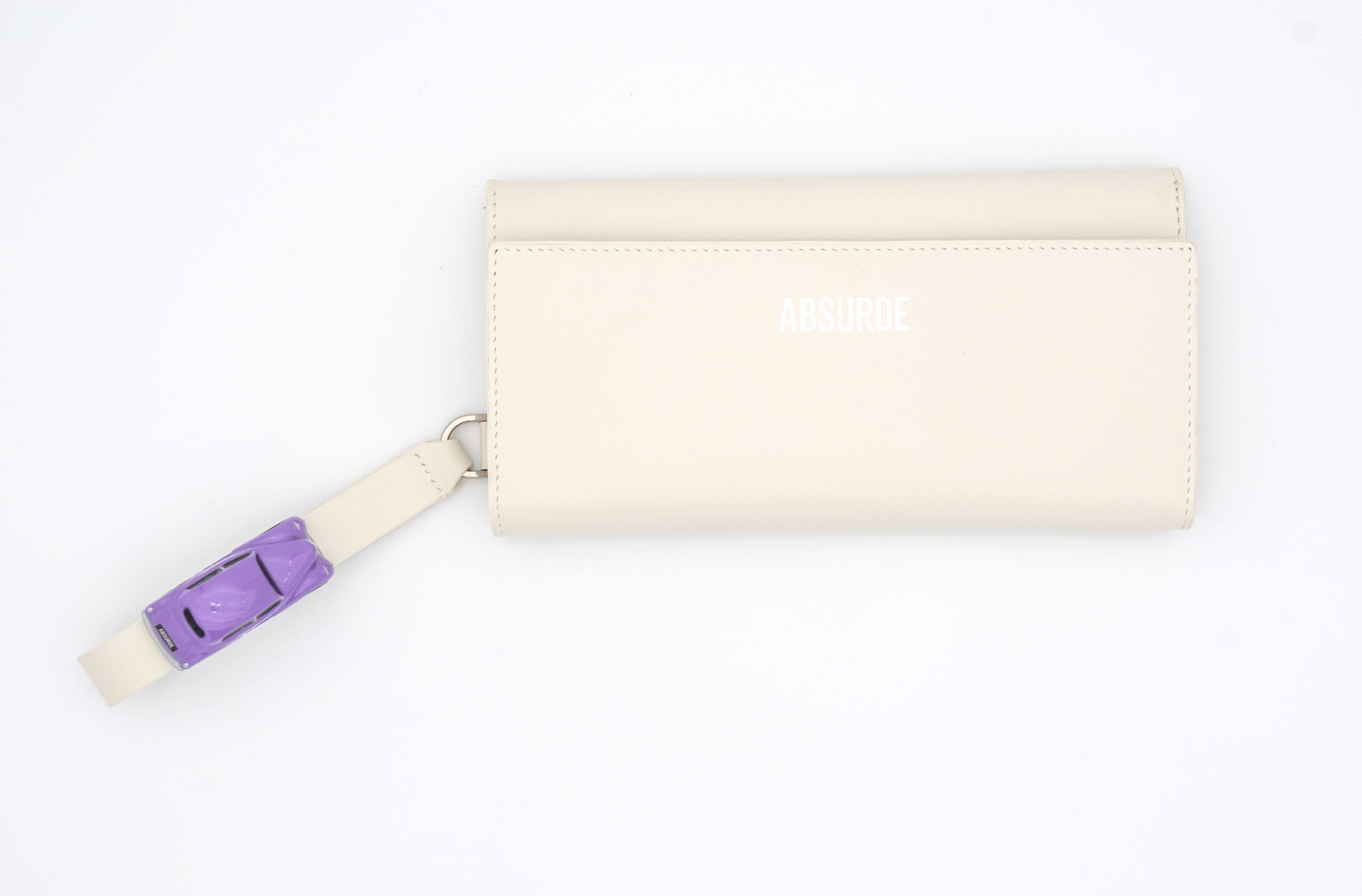 PARKING Off-white Leather bifold wallet with purple car