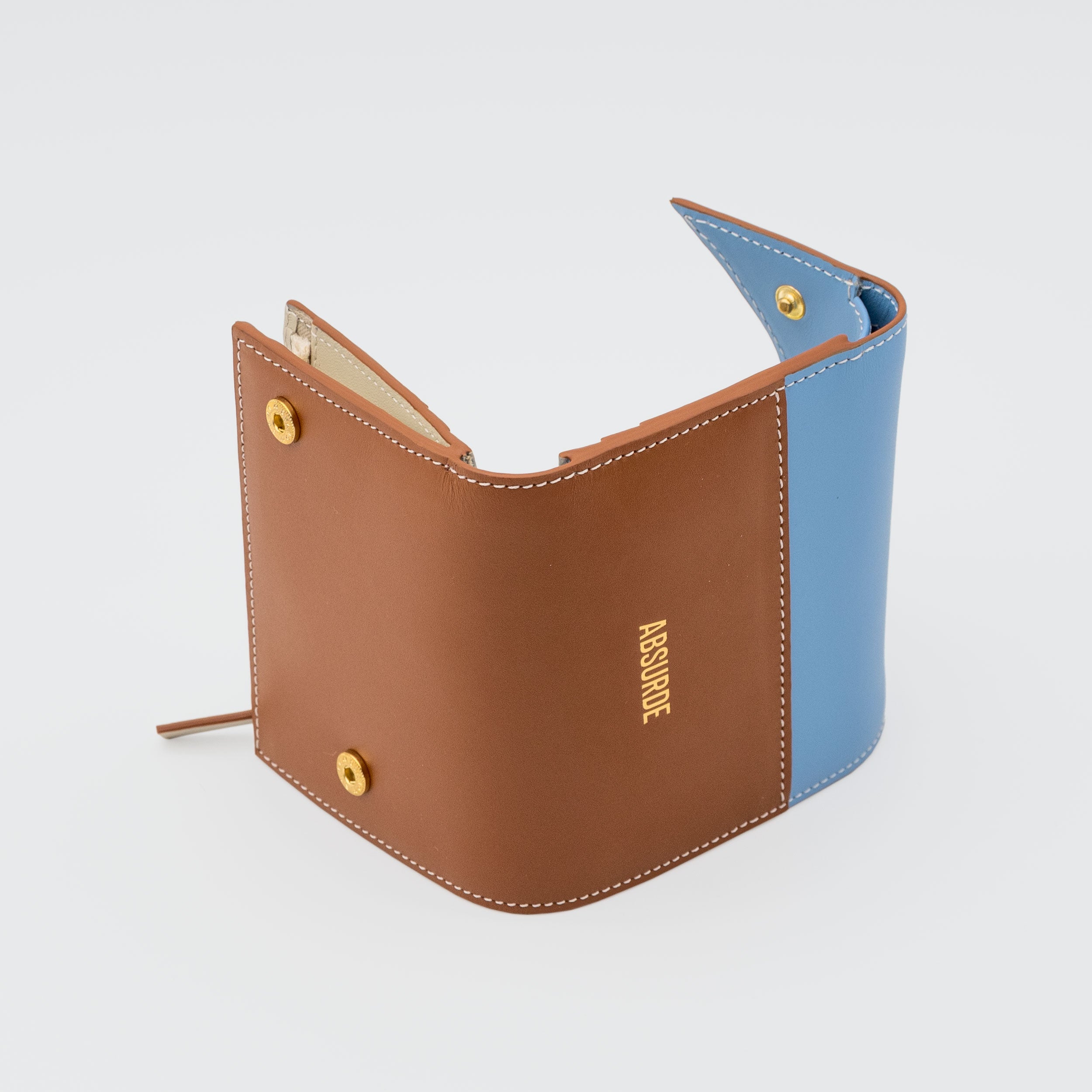 MOUNTAIN Blue and Brown Leather Trifold Wallet