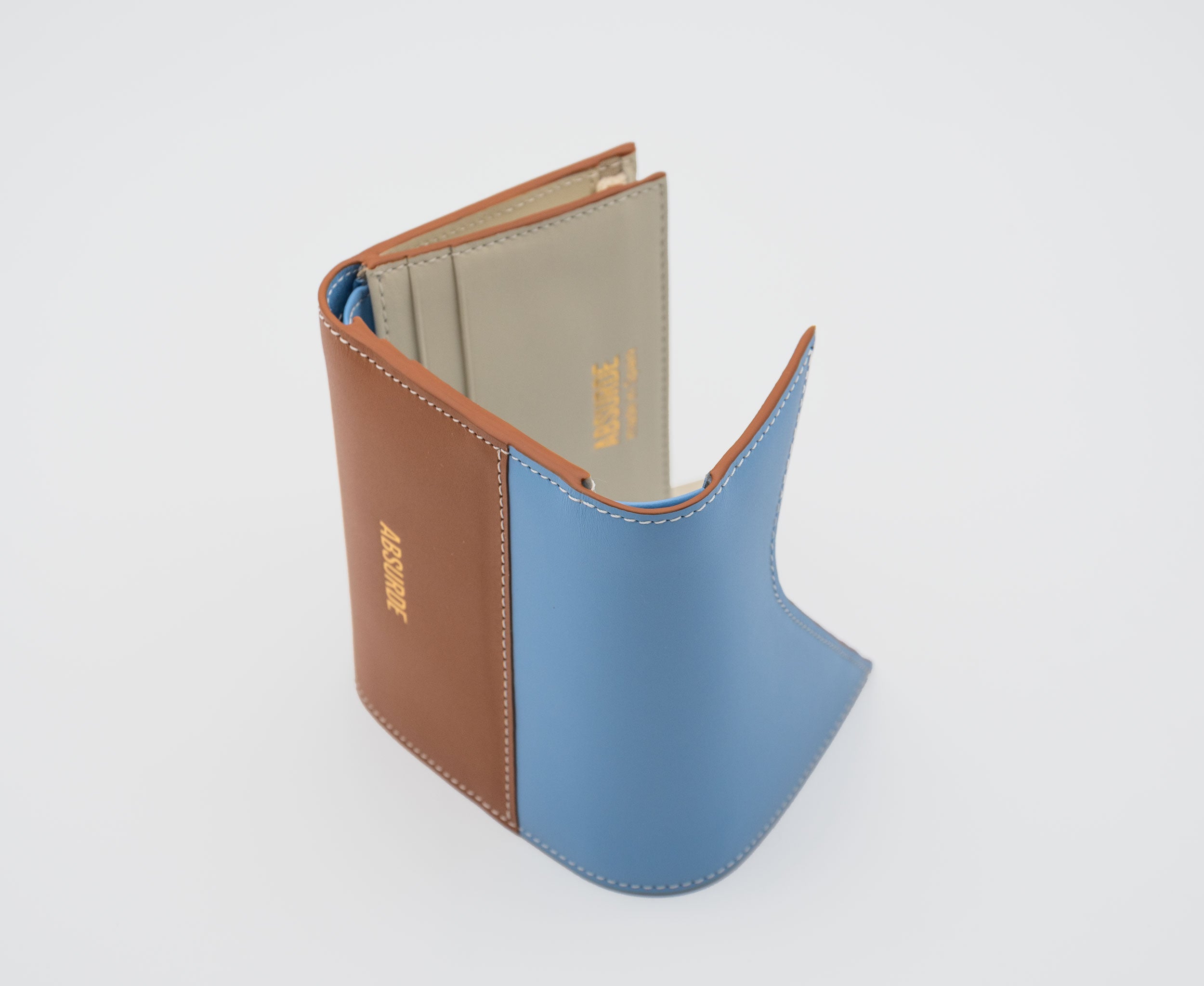 MOUNTAIN Blue and Brown Leather Trifold Wallet