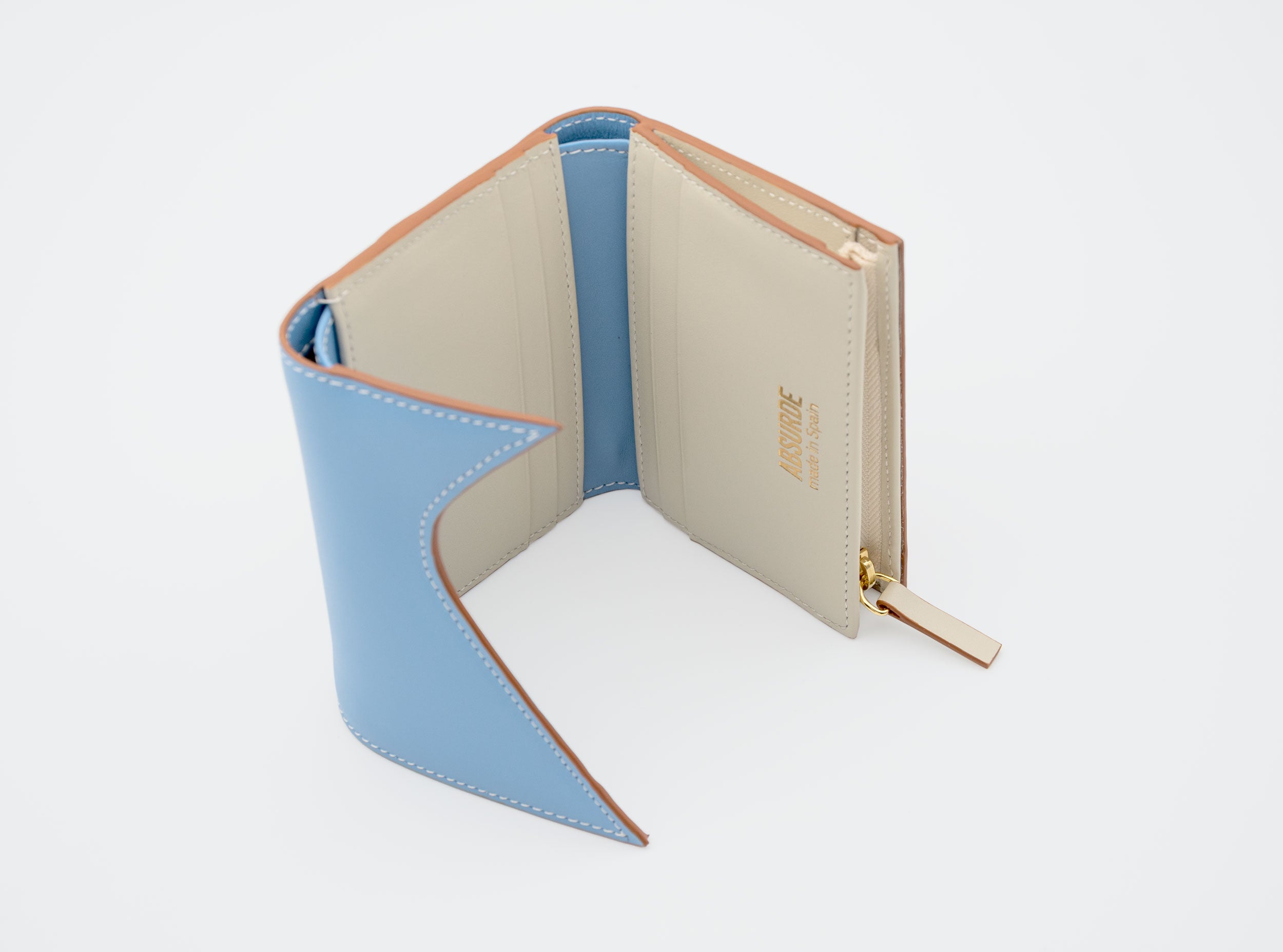 MOUNTAIN Blue and Brown Leather Trifold Wallet