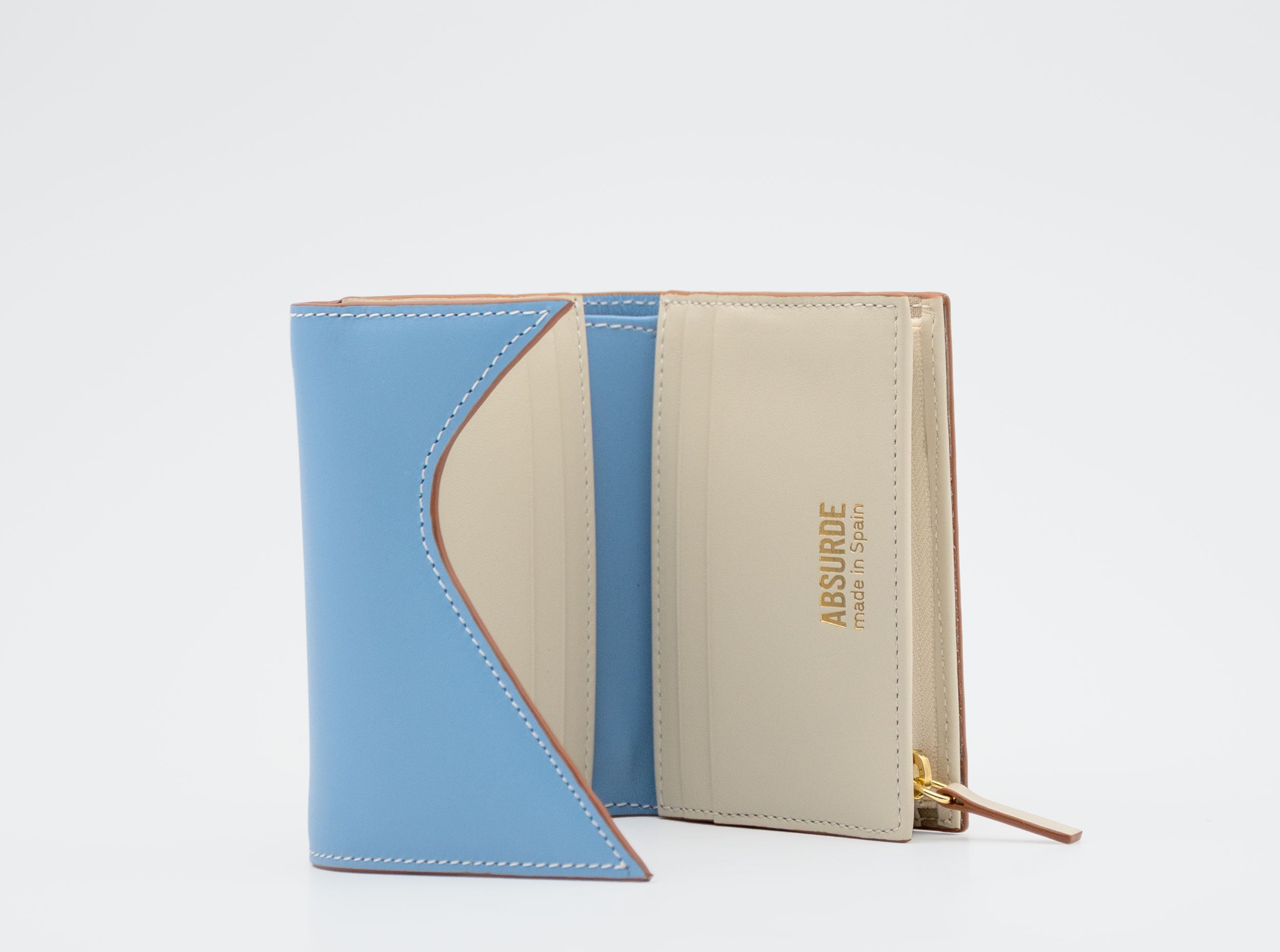 MOUNTAIN Blue and Brown Leather Trifold Wallet