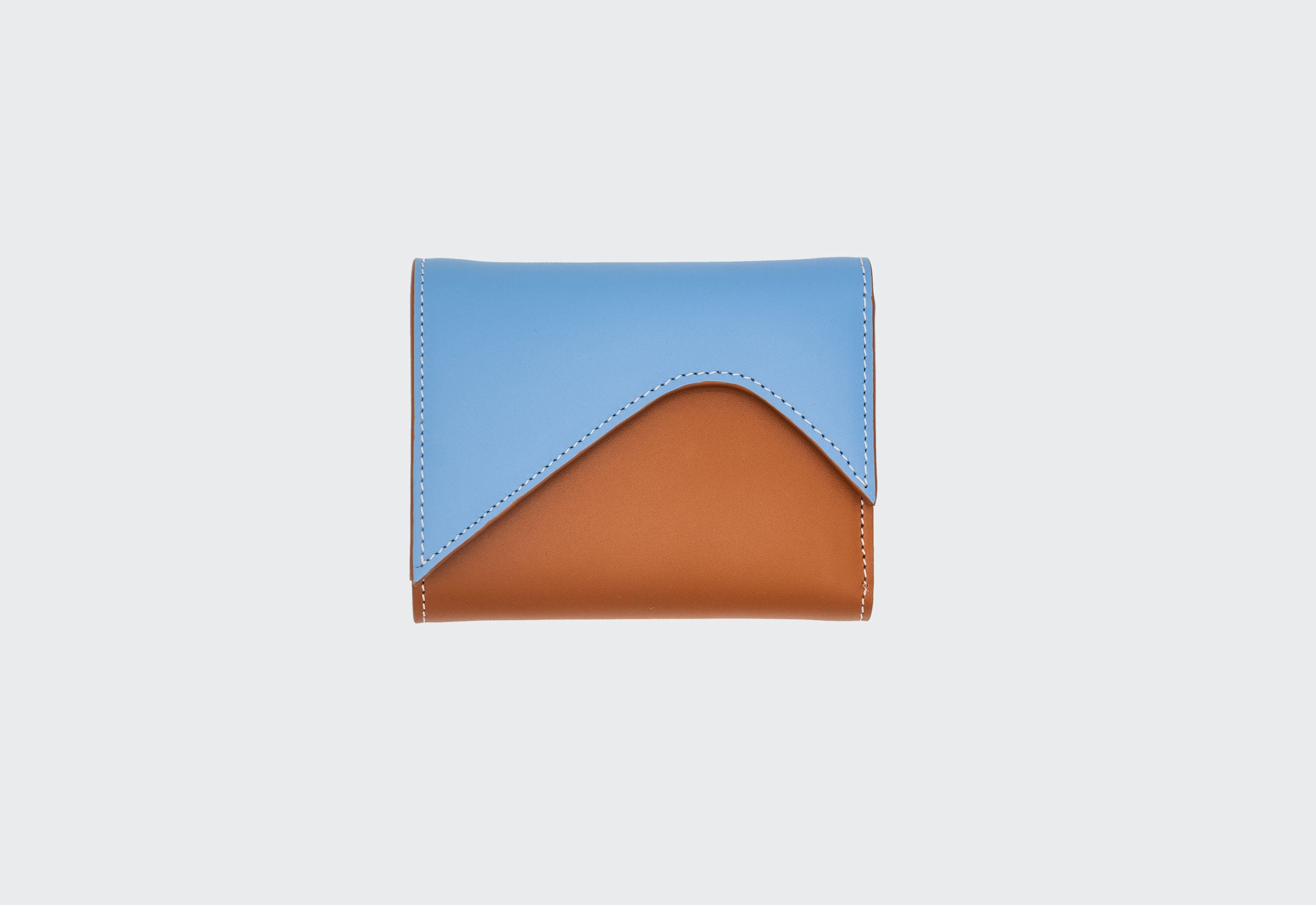 MOUNTAIN Blue and Brown Leather Trifold Wallet