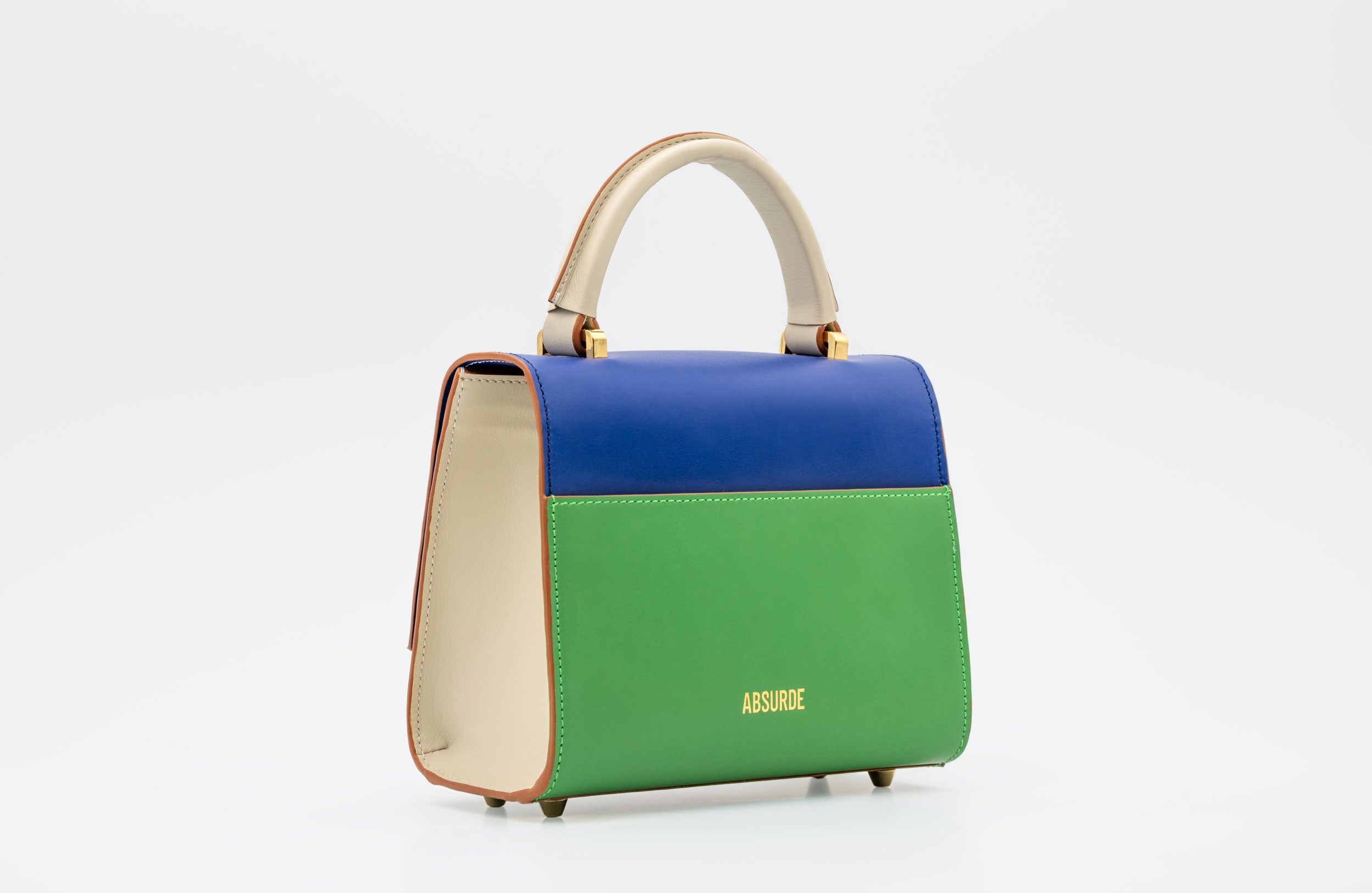 MOUNTAIN ROAD Navy and green small leather shoulder bag