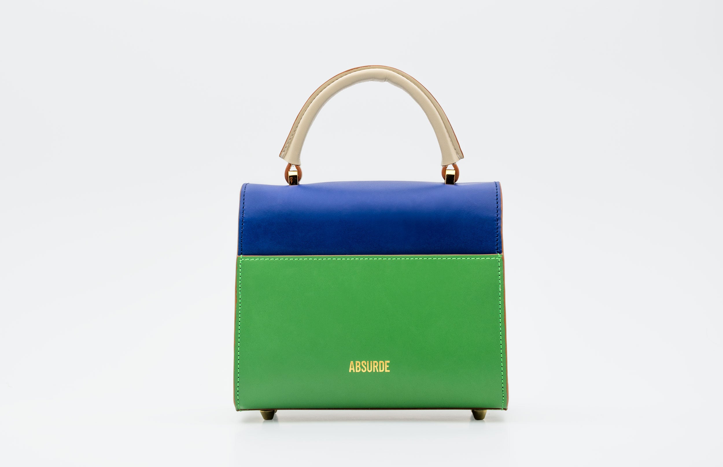 MOUNTAIN ROAD Navy and green small leather shoulder bag