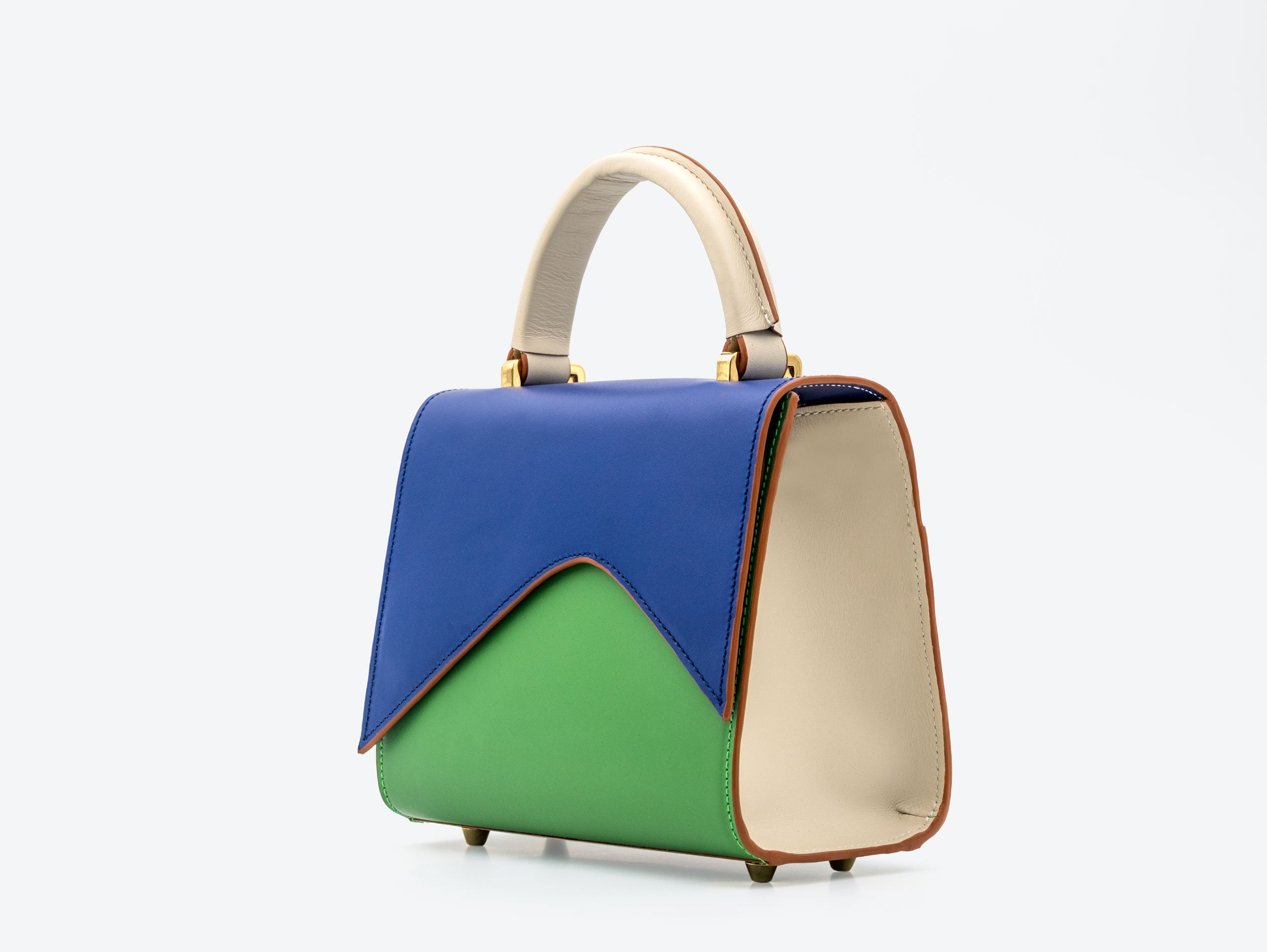 MOUNTAIN ROAD Navy and green small leather shoulder bag