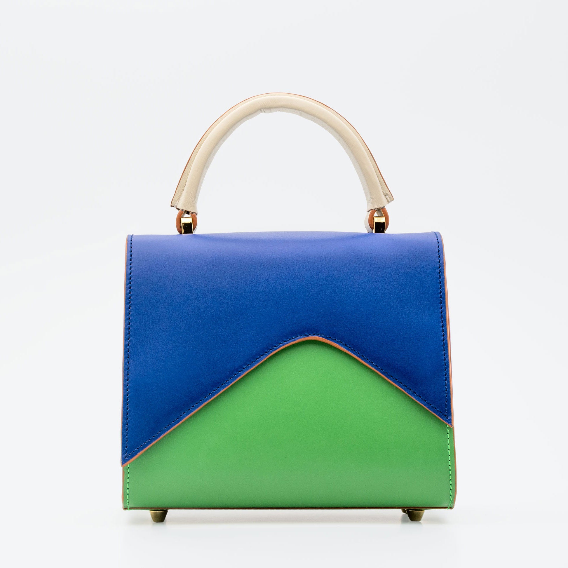 MOUNTAIN ROAD Navy and green small leather shoulder bag