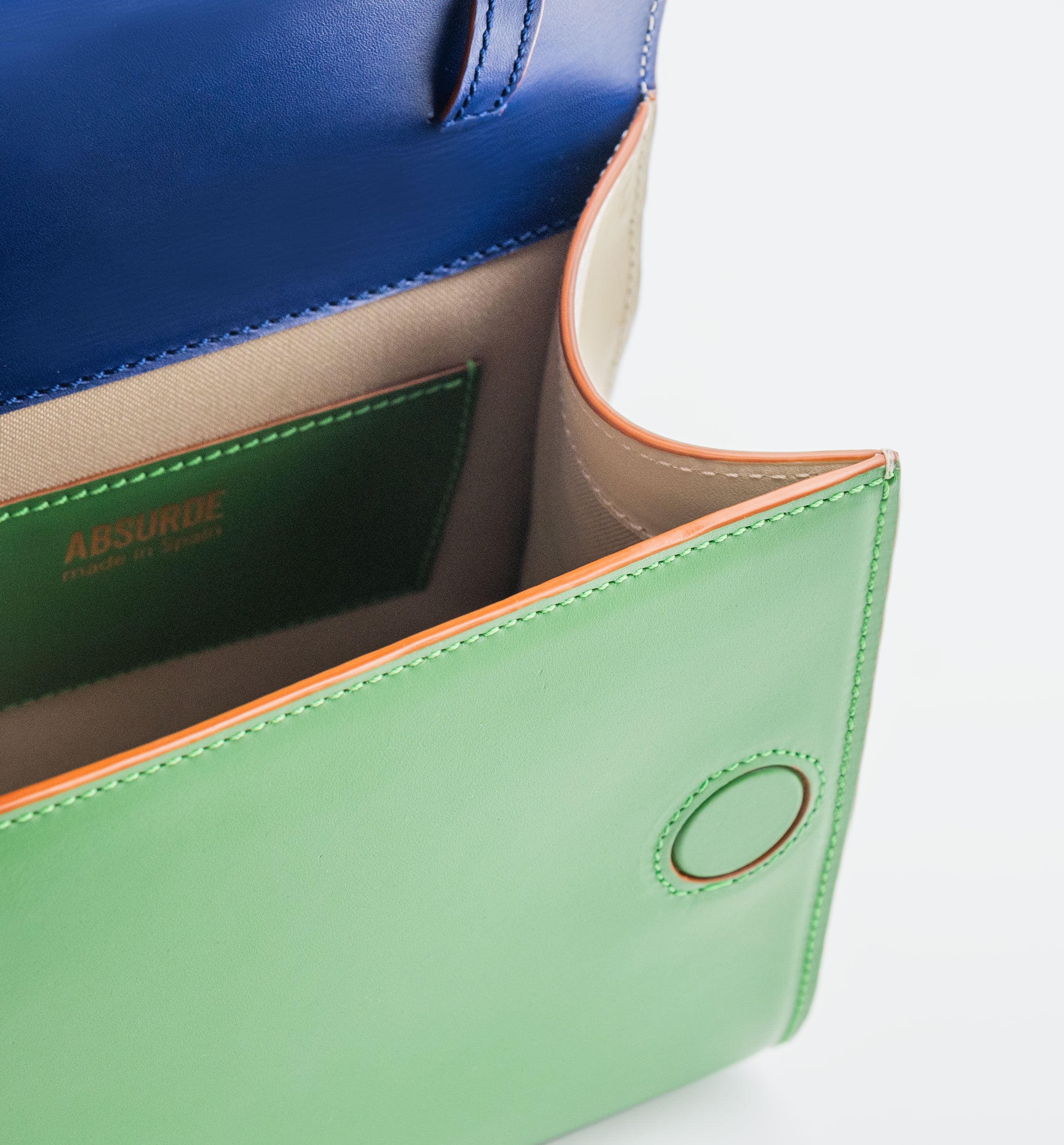 MOUNTAIN ROAD Navy and green small leather shoulder bag