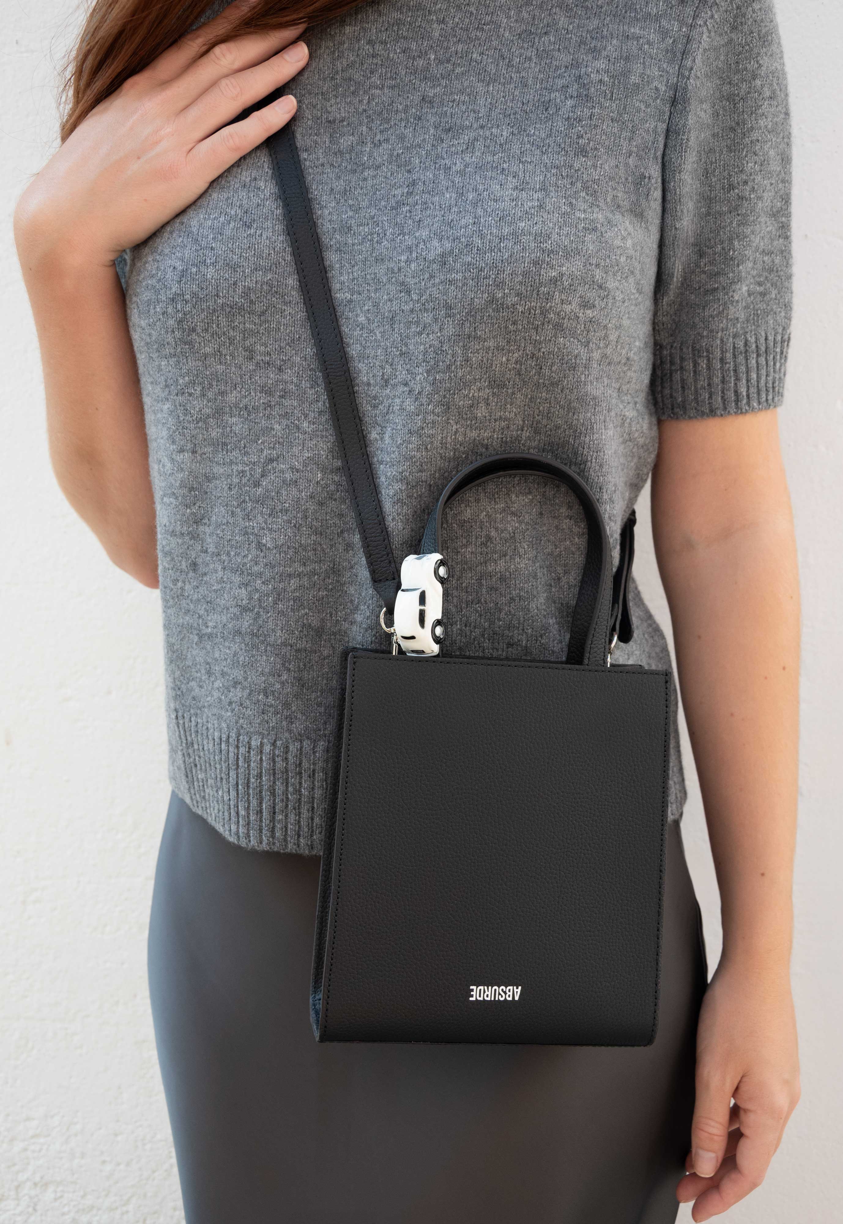 MINI STOP Tote Bag in Black Leather