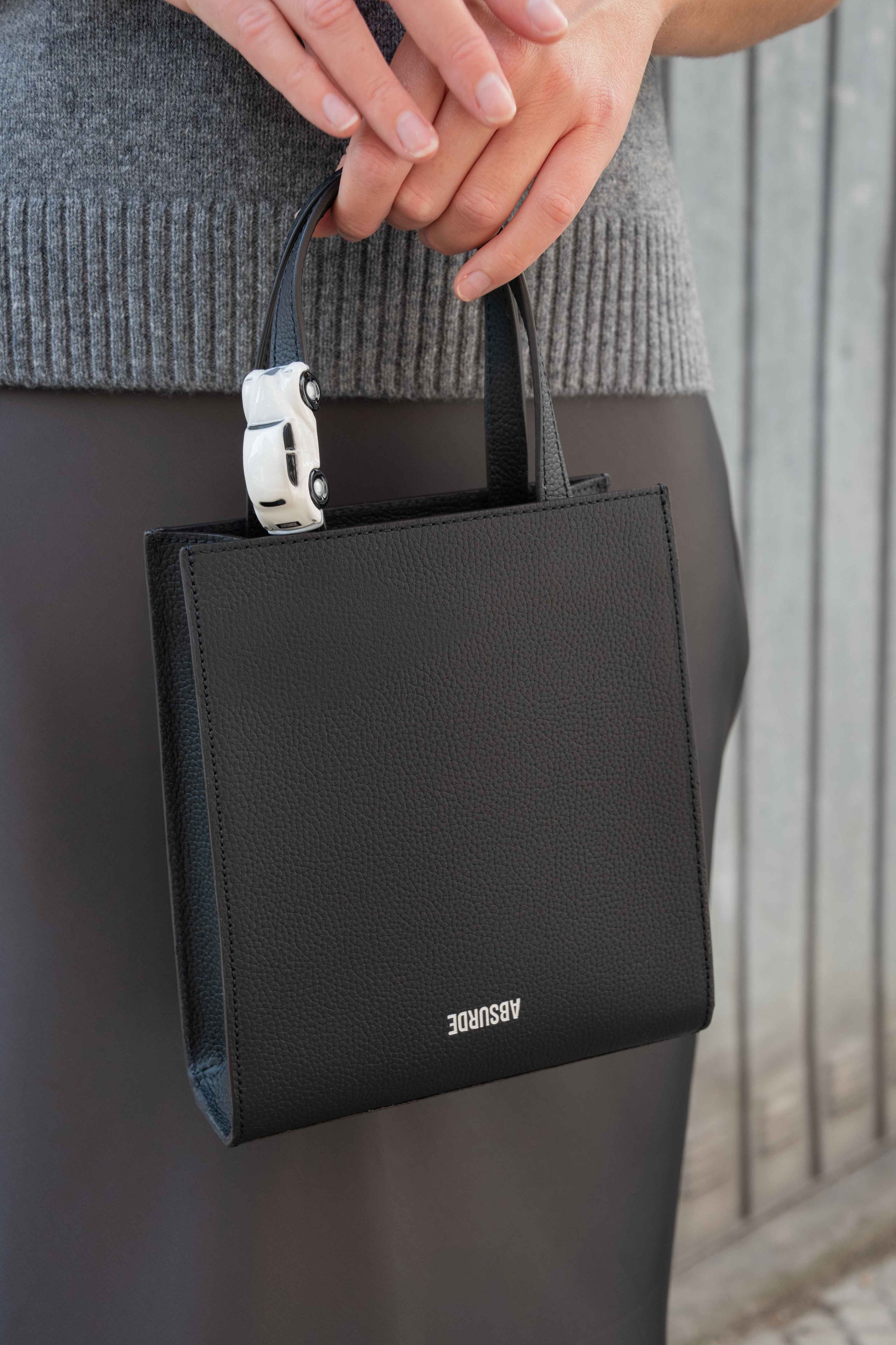 MINI STOP Tote Bag in Black Leather