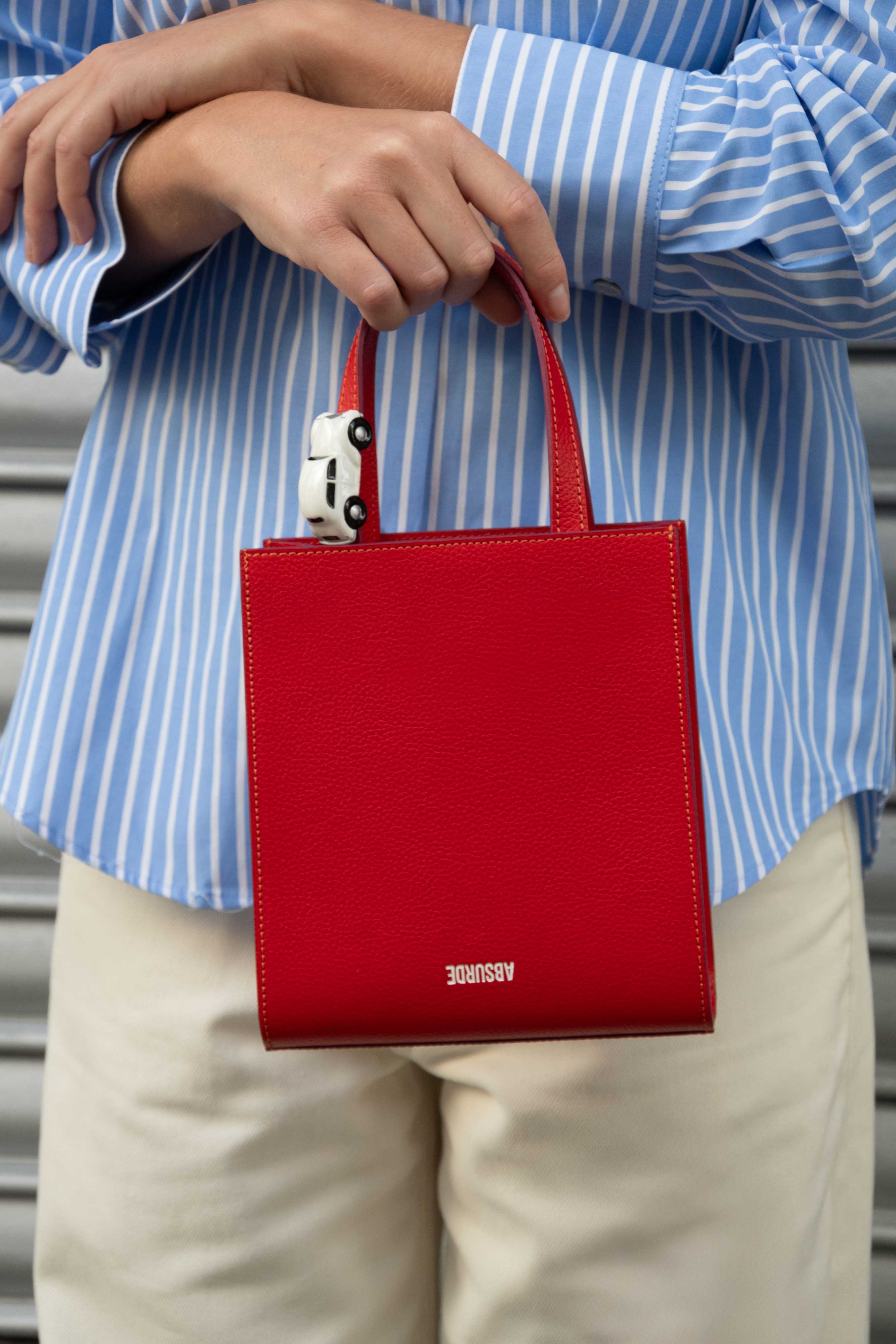 MINI STOP Tote Bag in Red Leather