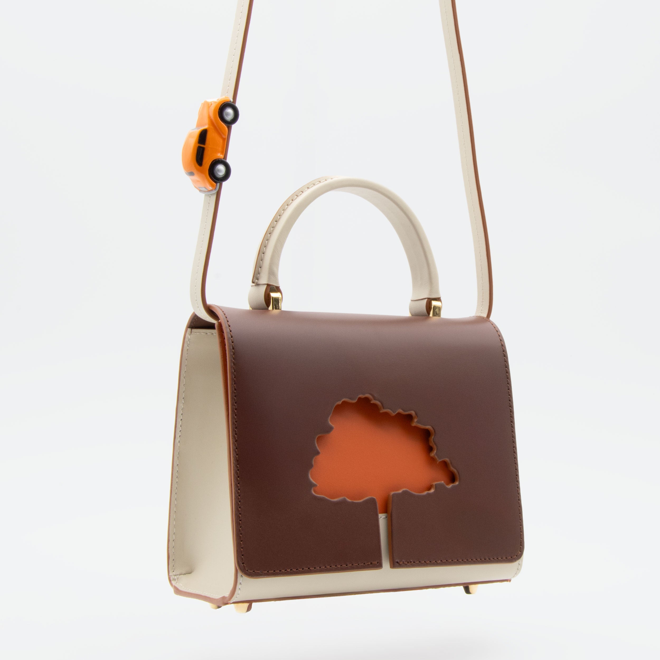 ONE WAY Brown small leather shoulder bag