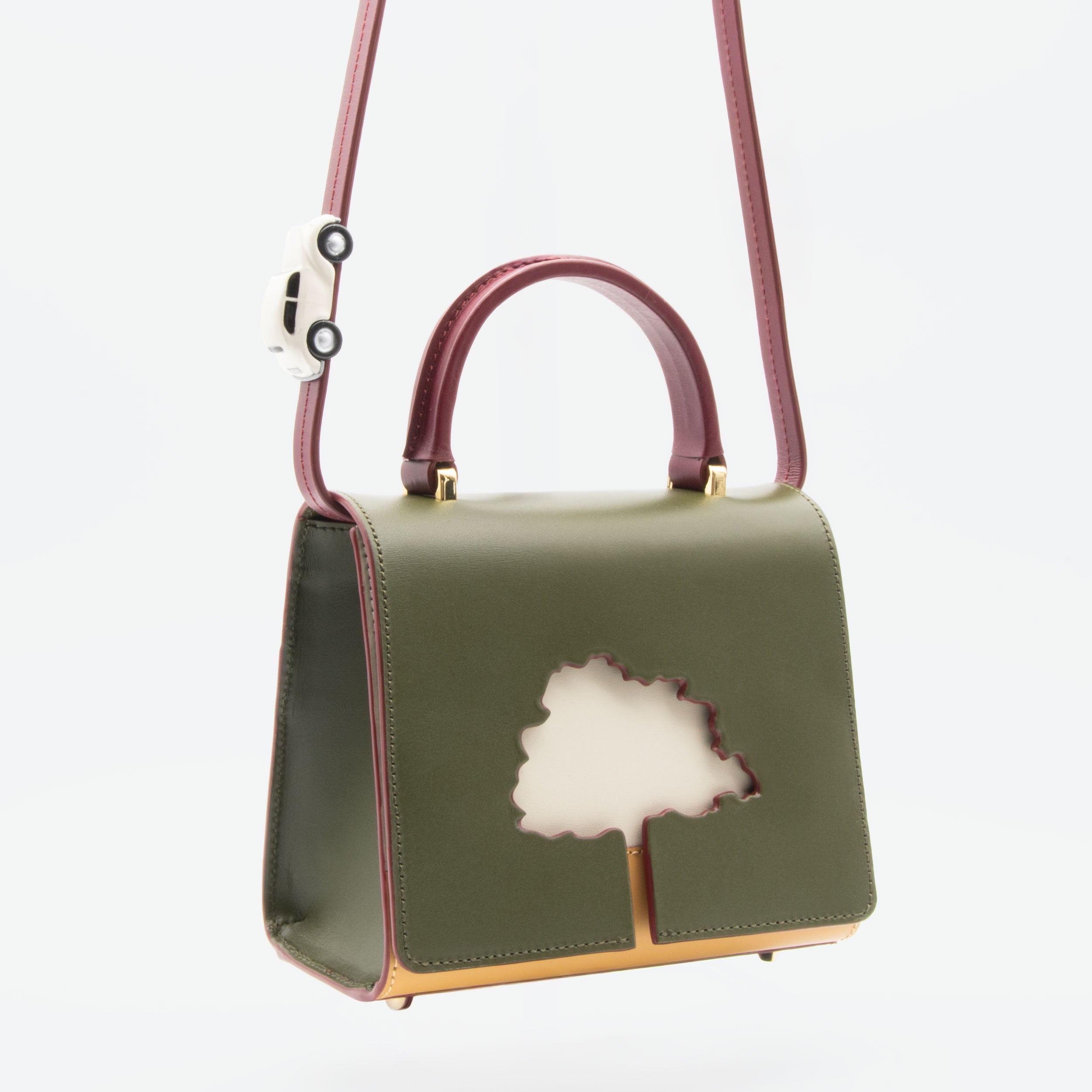 ONE WAY khaki small leather shoulder bag