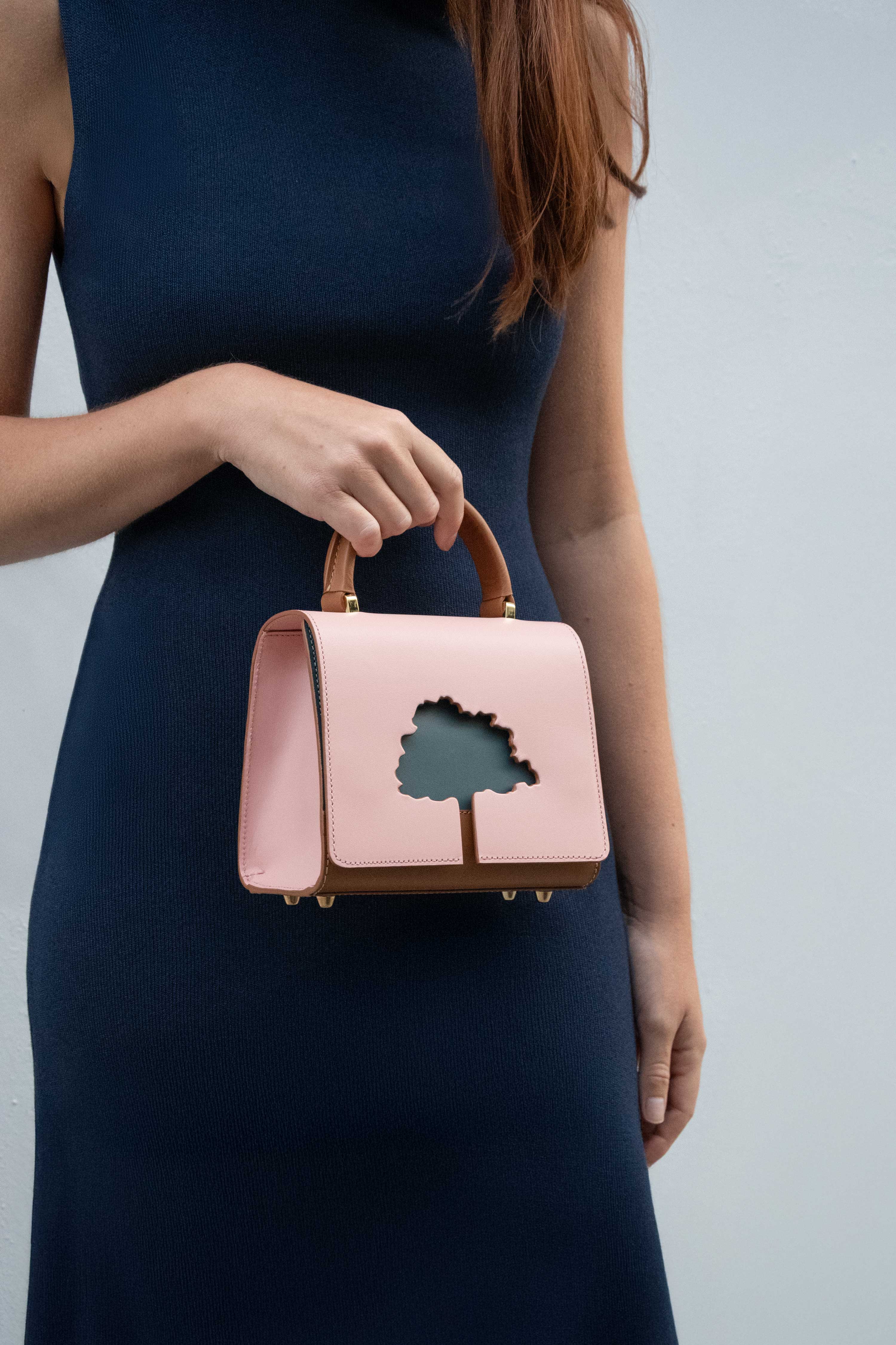 ONE WAY Pink small leather shoulder bag