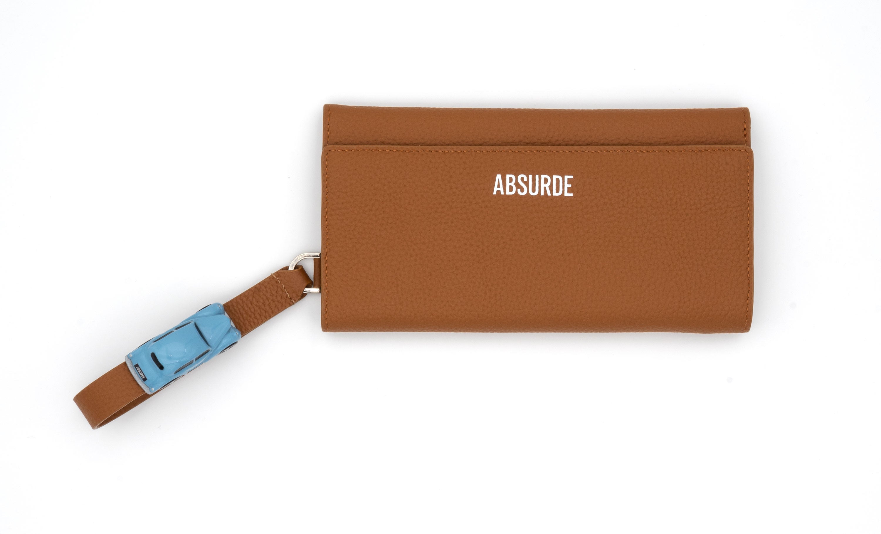PARKING Camel grain Leather bifold wallet with blue car