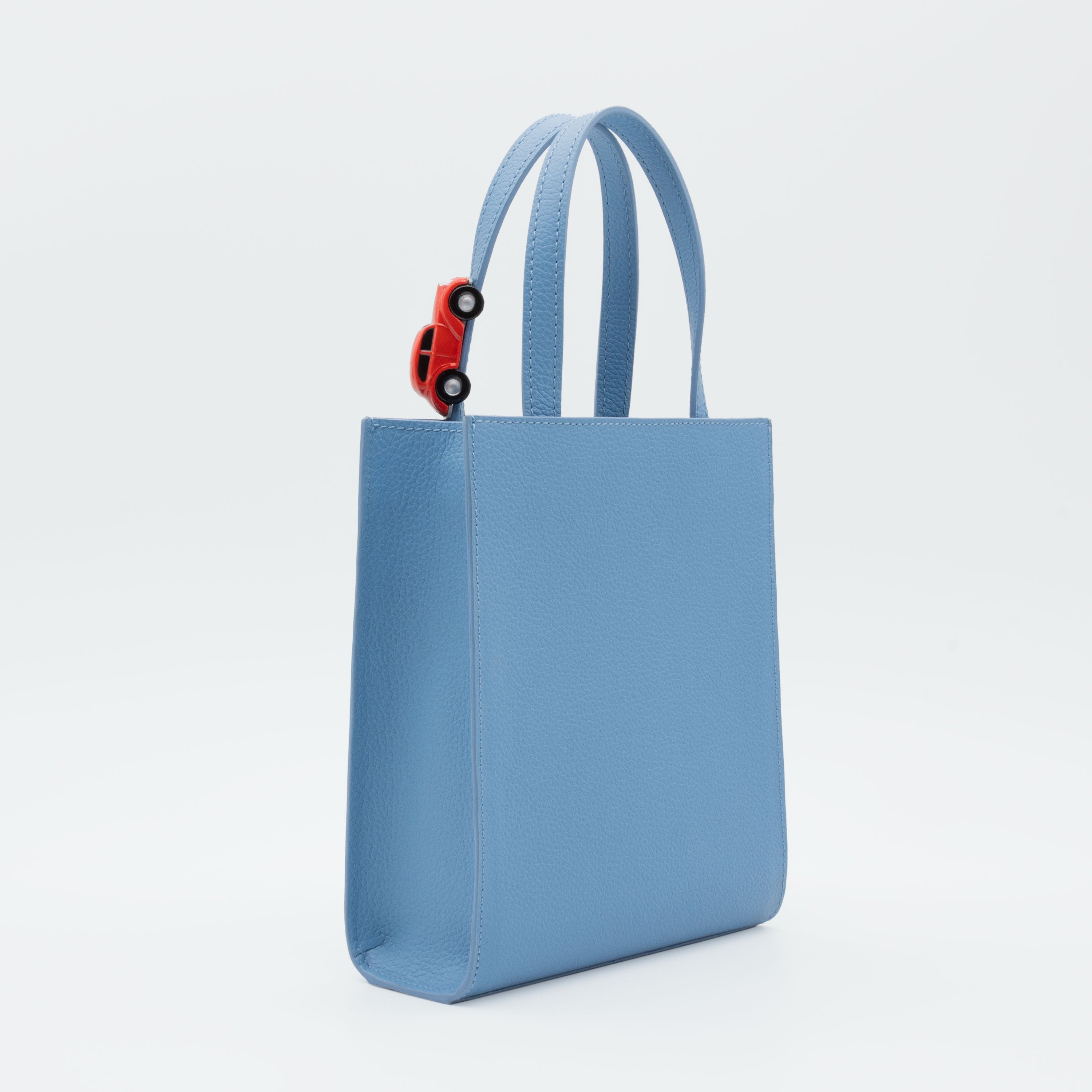 MINI STOP Tote Bag in Blue Leather
