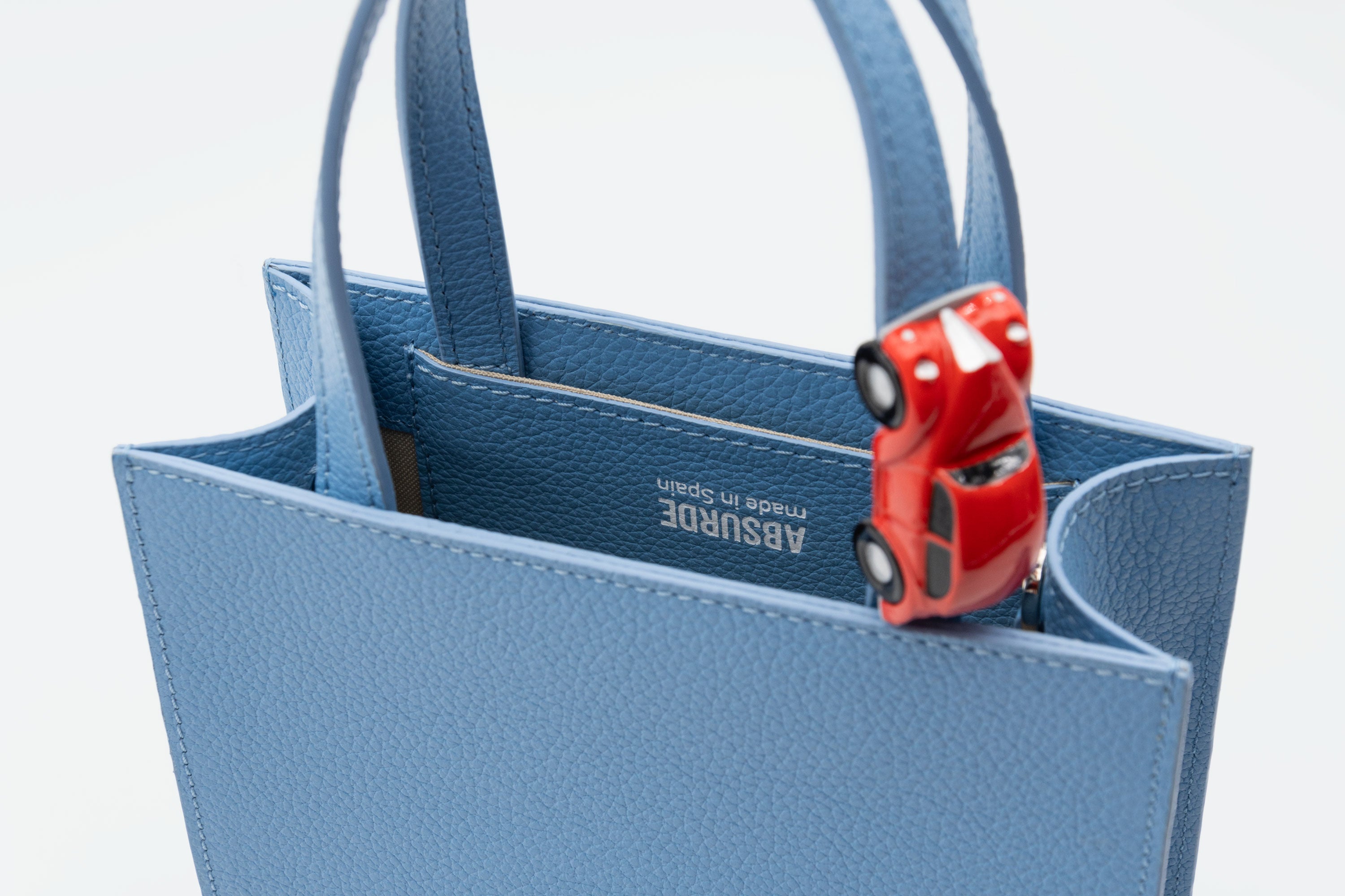 MINI STOP Tote Bag in Blue Leather