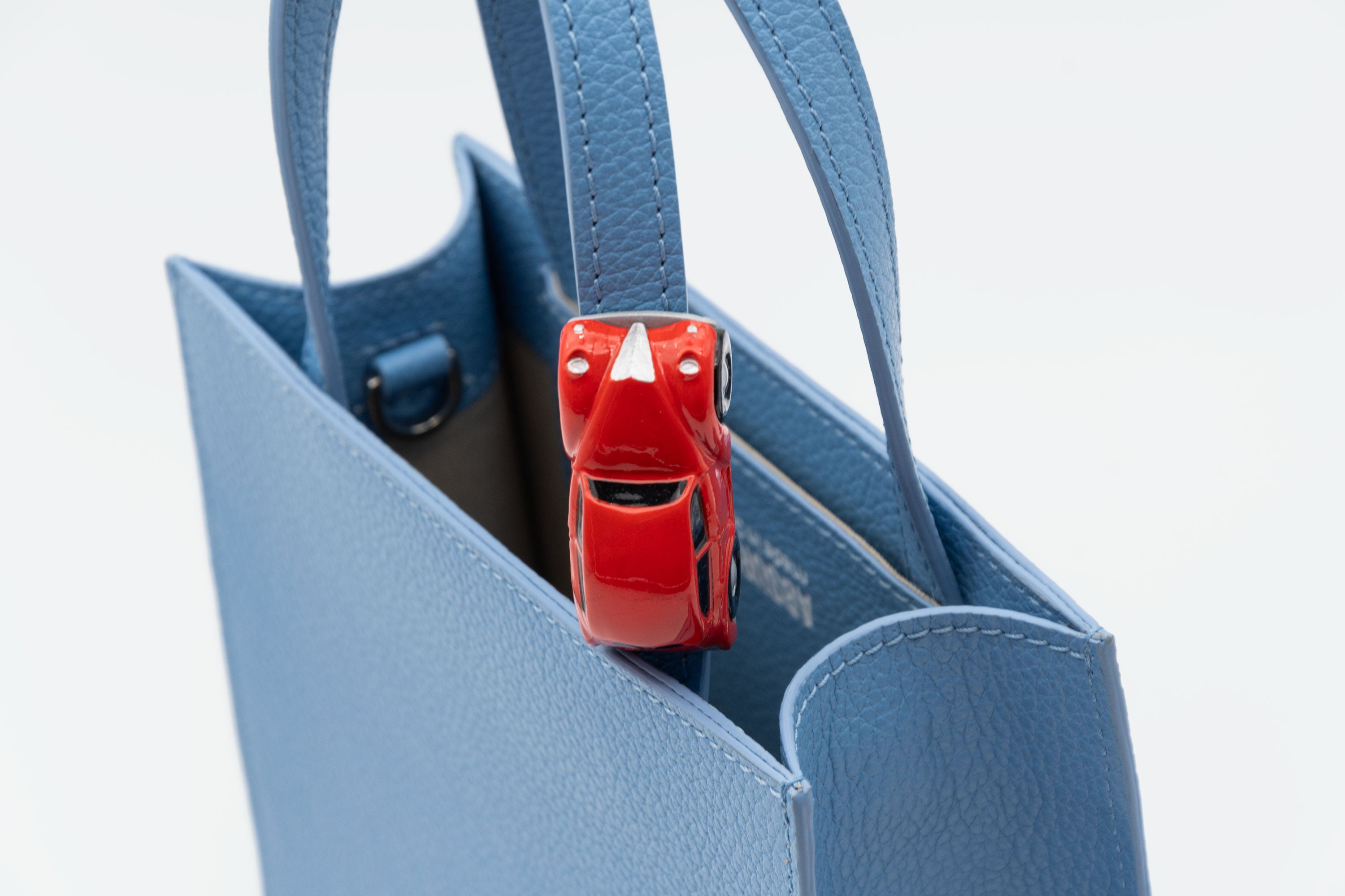 MINI STOP Tote Bag in Blue Leather