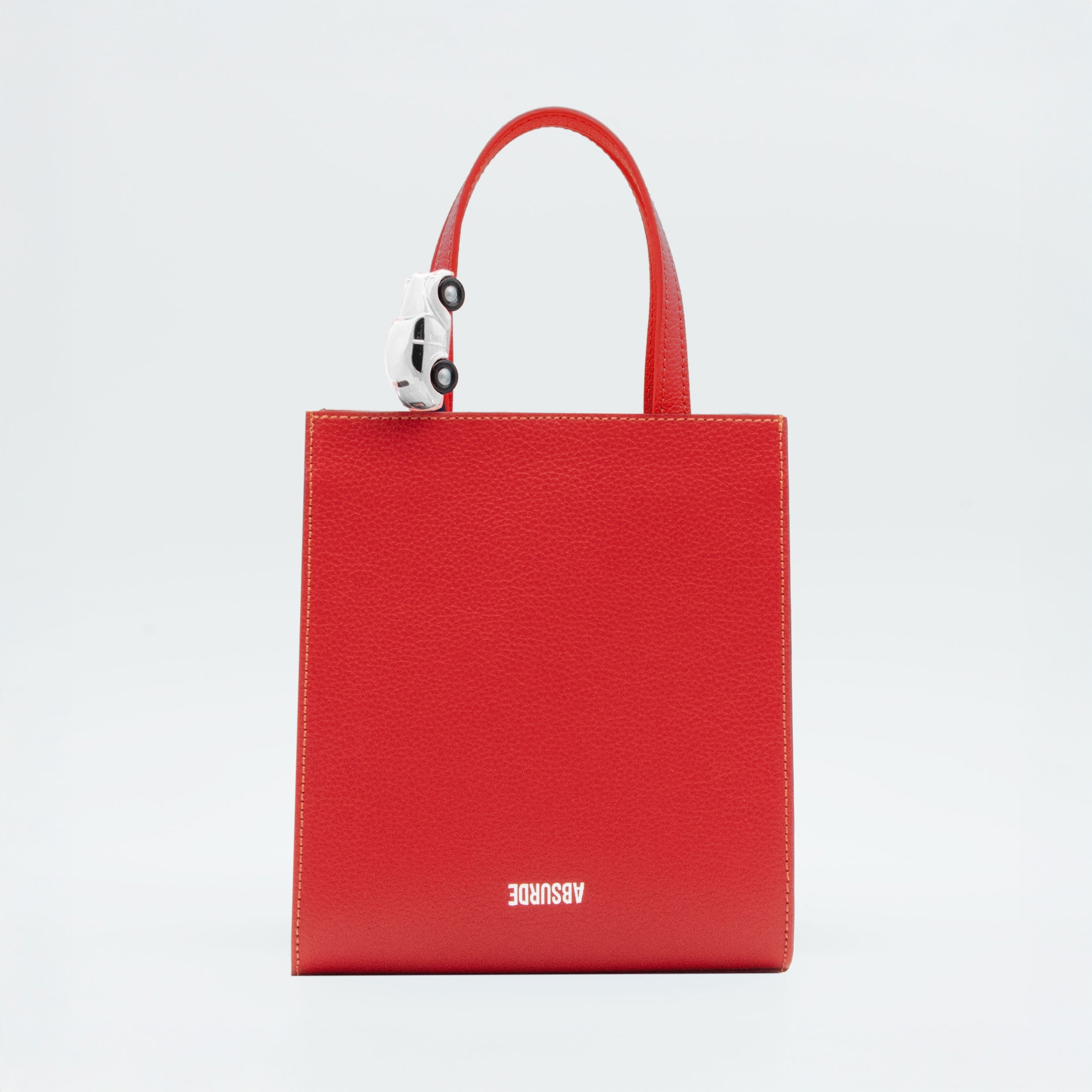 MINI STOP Tote Bag in Red Leather