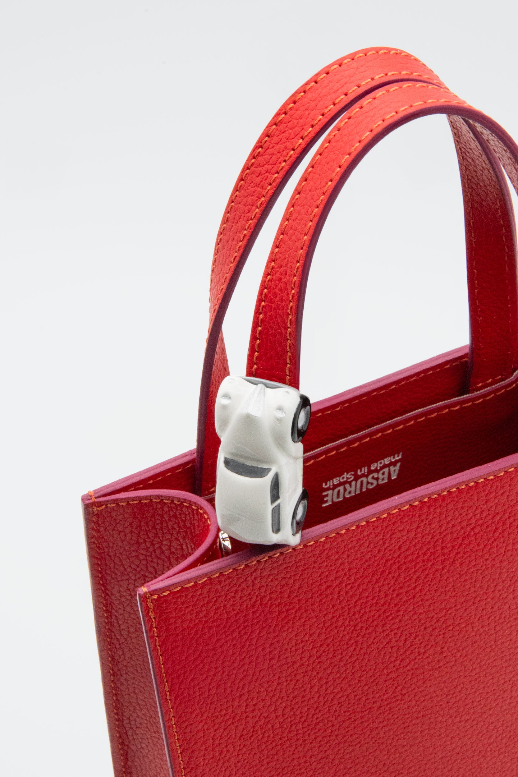 MINI STOP Tote Bag in Red Leather