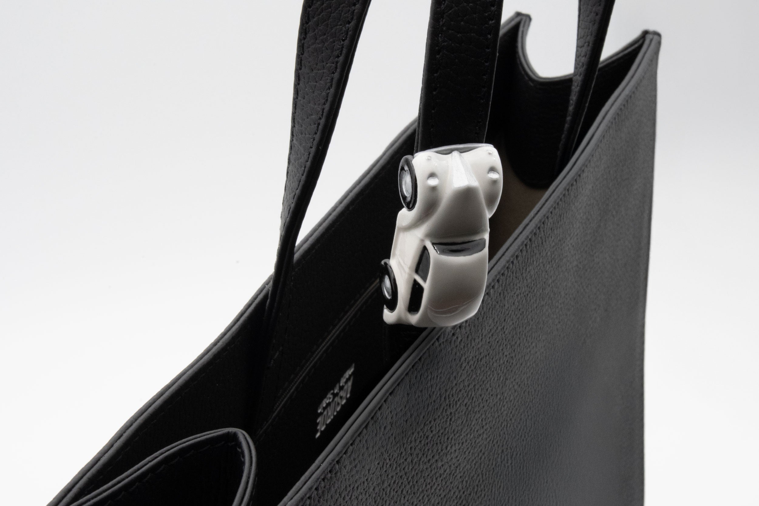 BIG STOP Tote Bag in Black Leather