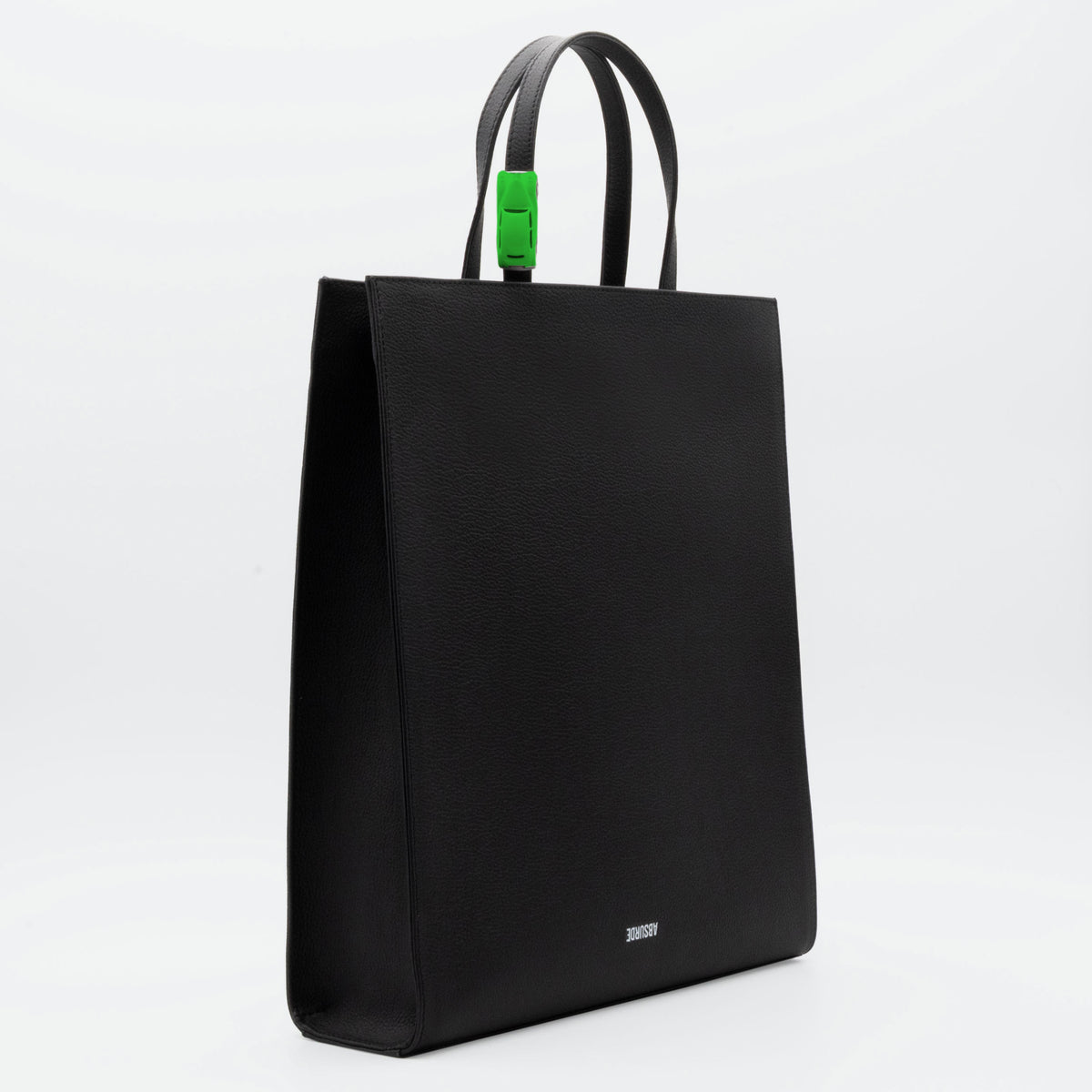 BIG STOP Tote Bag in Black Leather with car for 16" Laptop