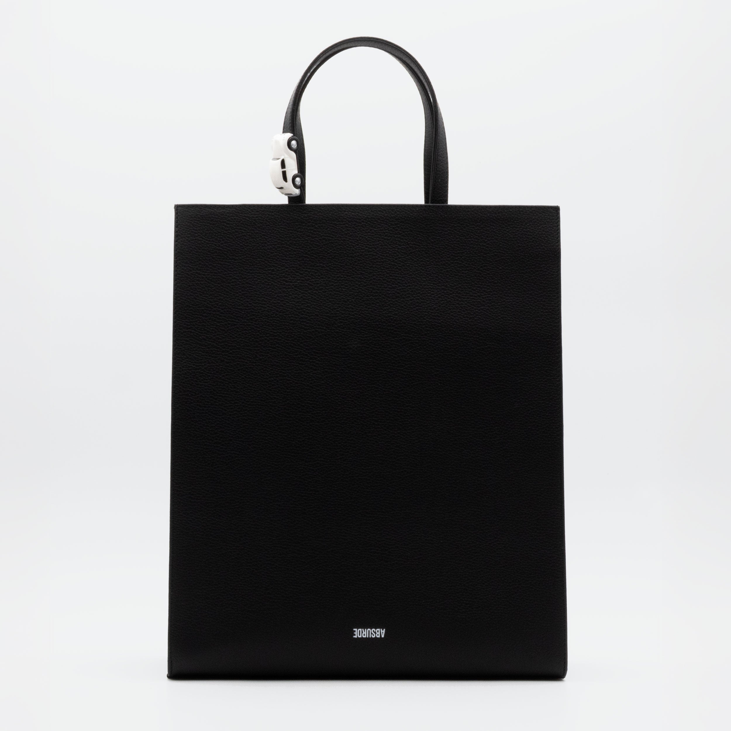 BIG STOP Tote Bag in Black Leather