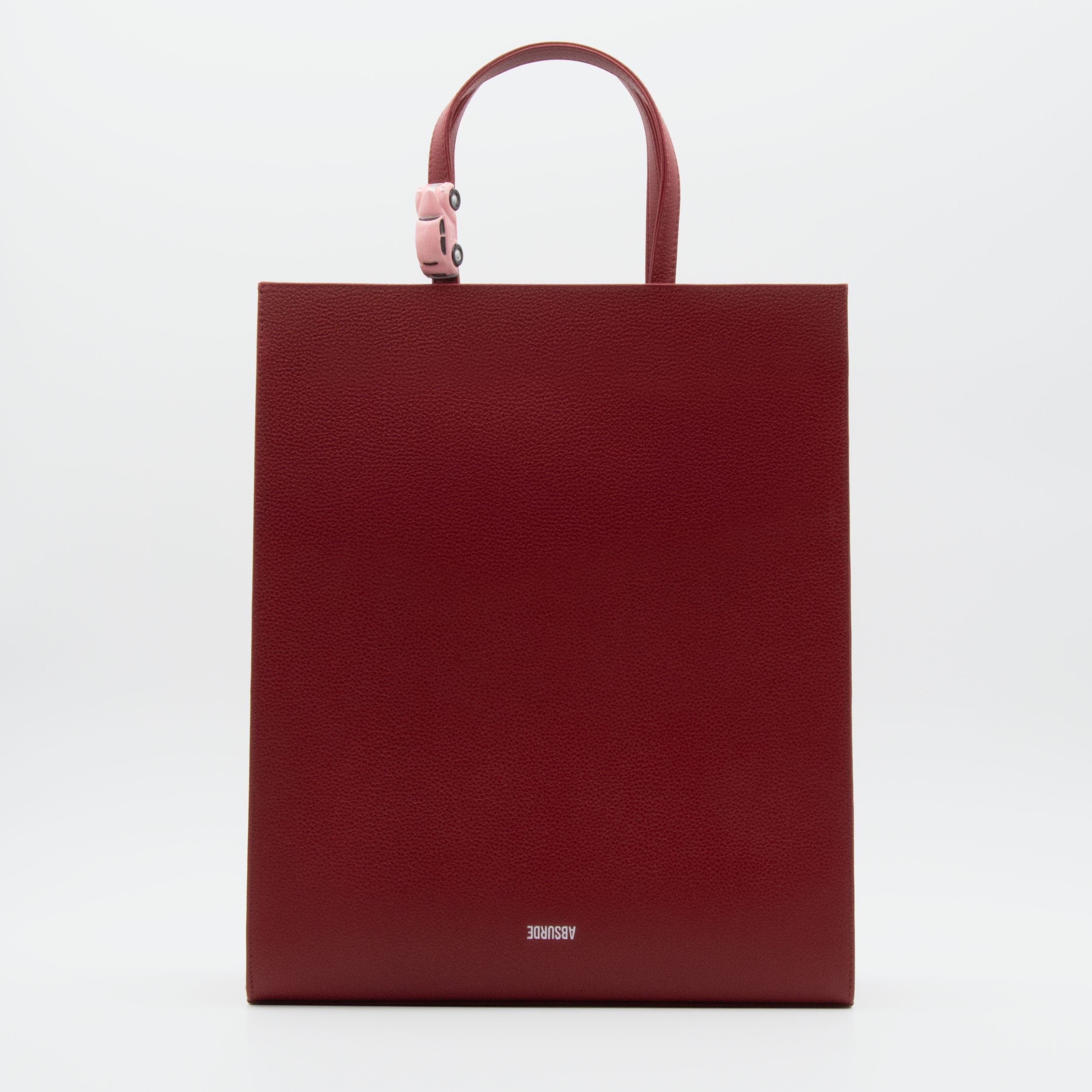 BIG STOP Tote Bag in Burgundy Leather