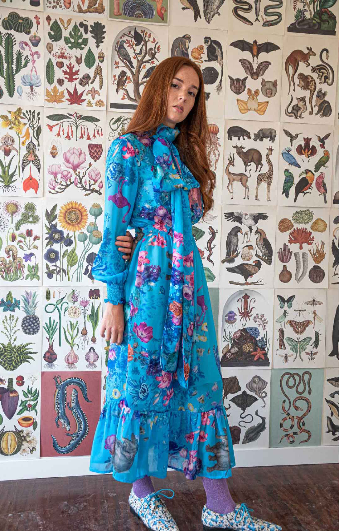 Tinguely Midi Blue Dress With Bow