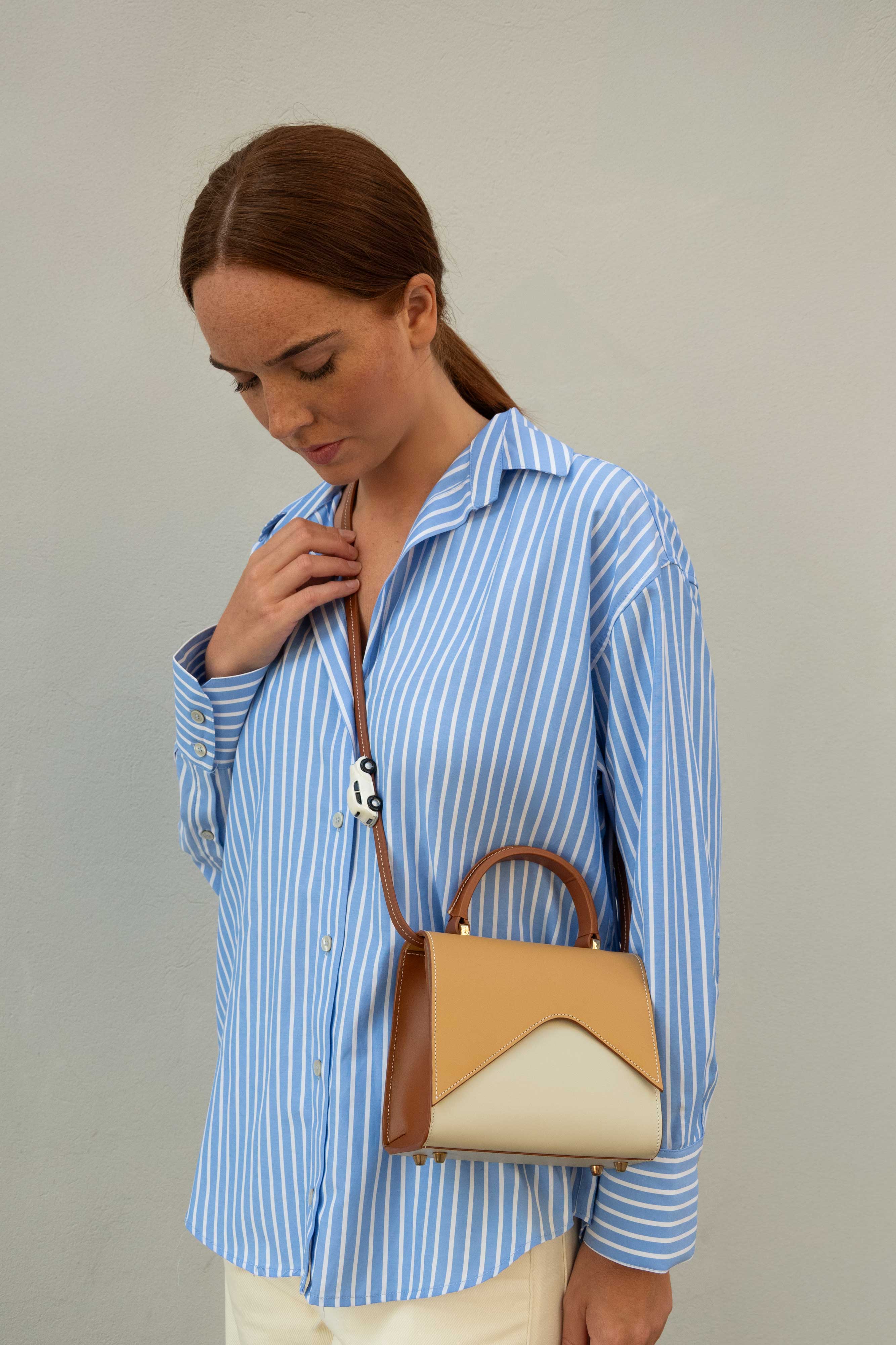 MOUNTAIN ROAD Camel and Brown small leather shoulder bag