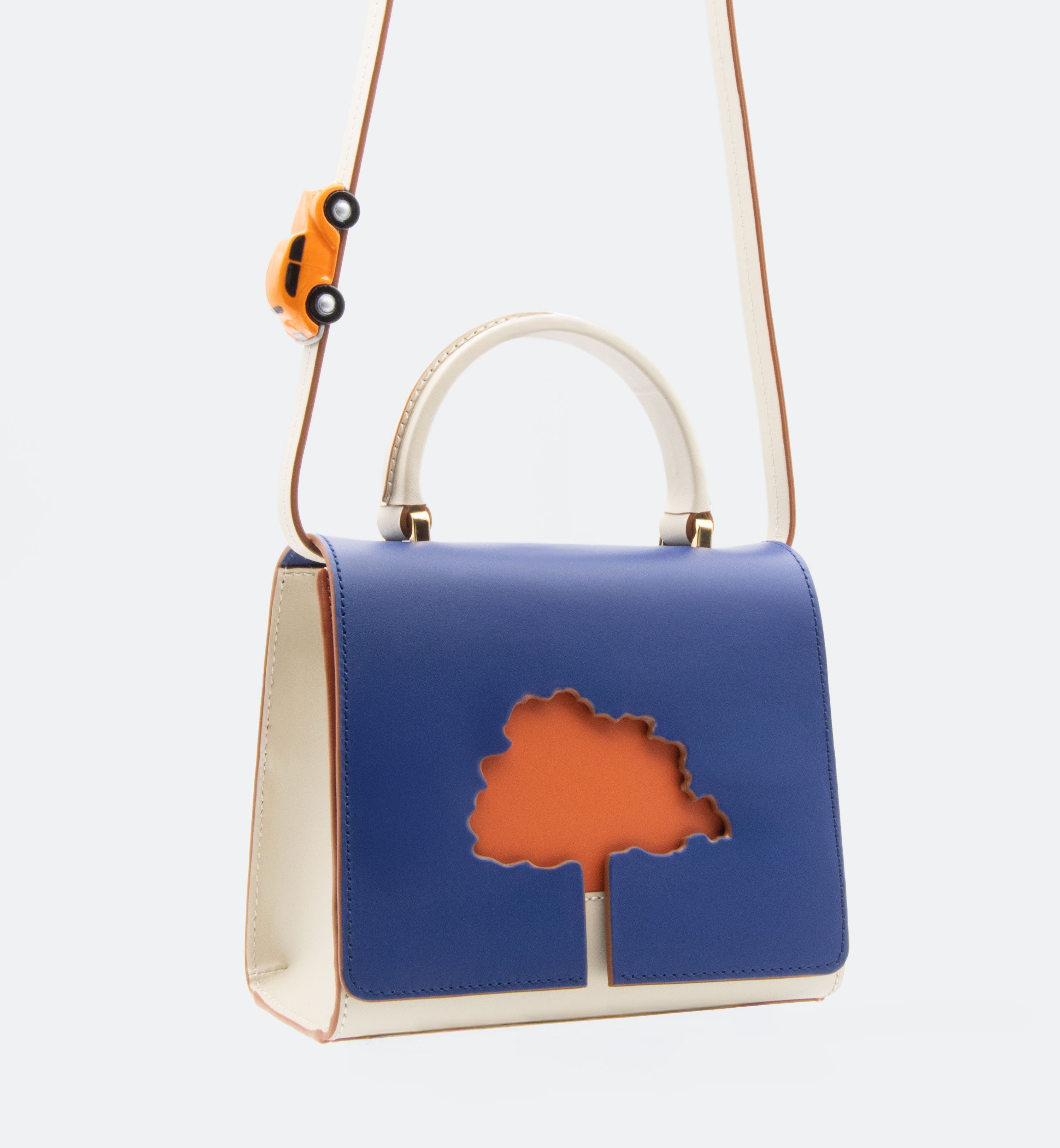 ONE WAY Navy & Orange small leather shoulder bag