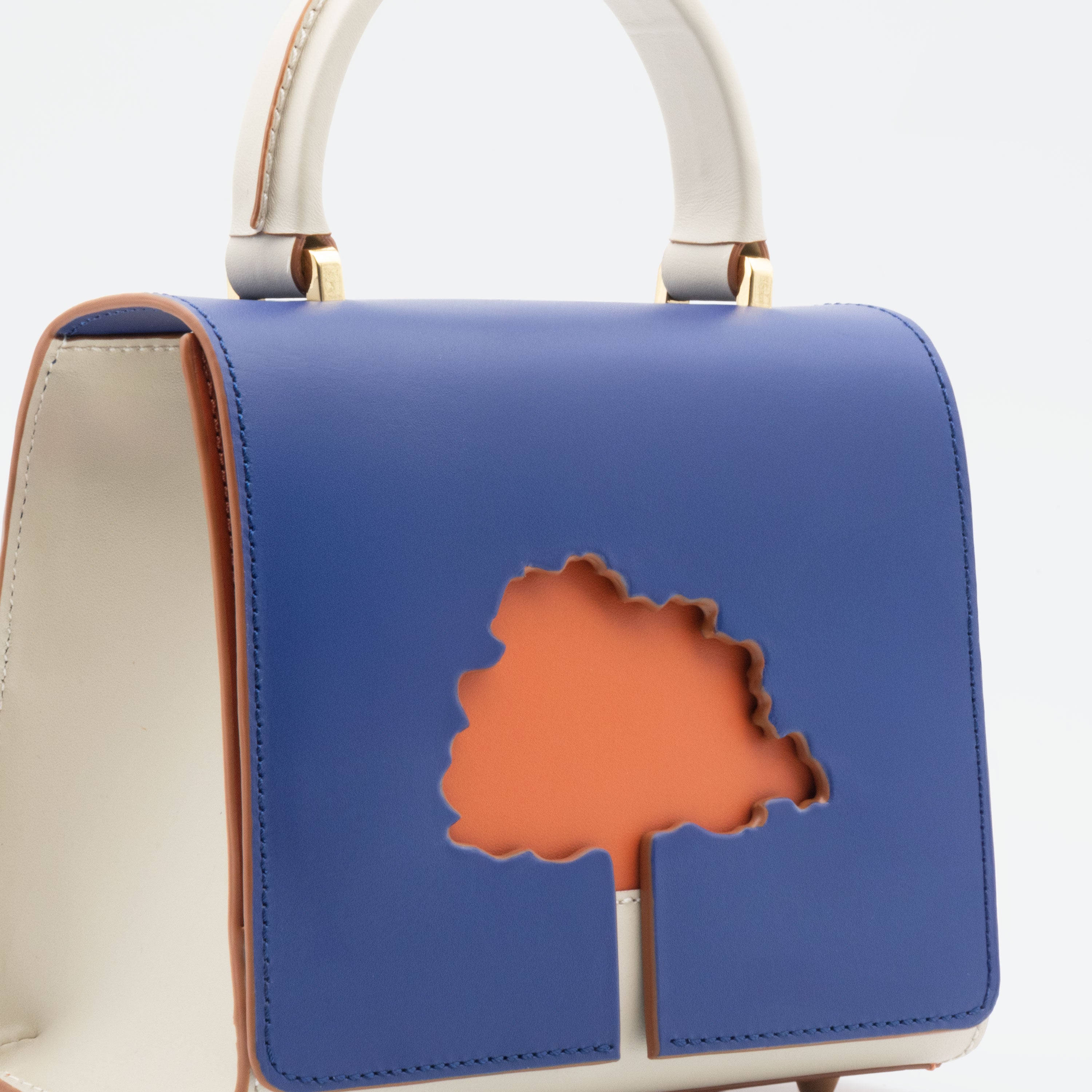 ONE WAY Navy & Orange small leather shoulder bag