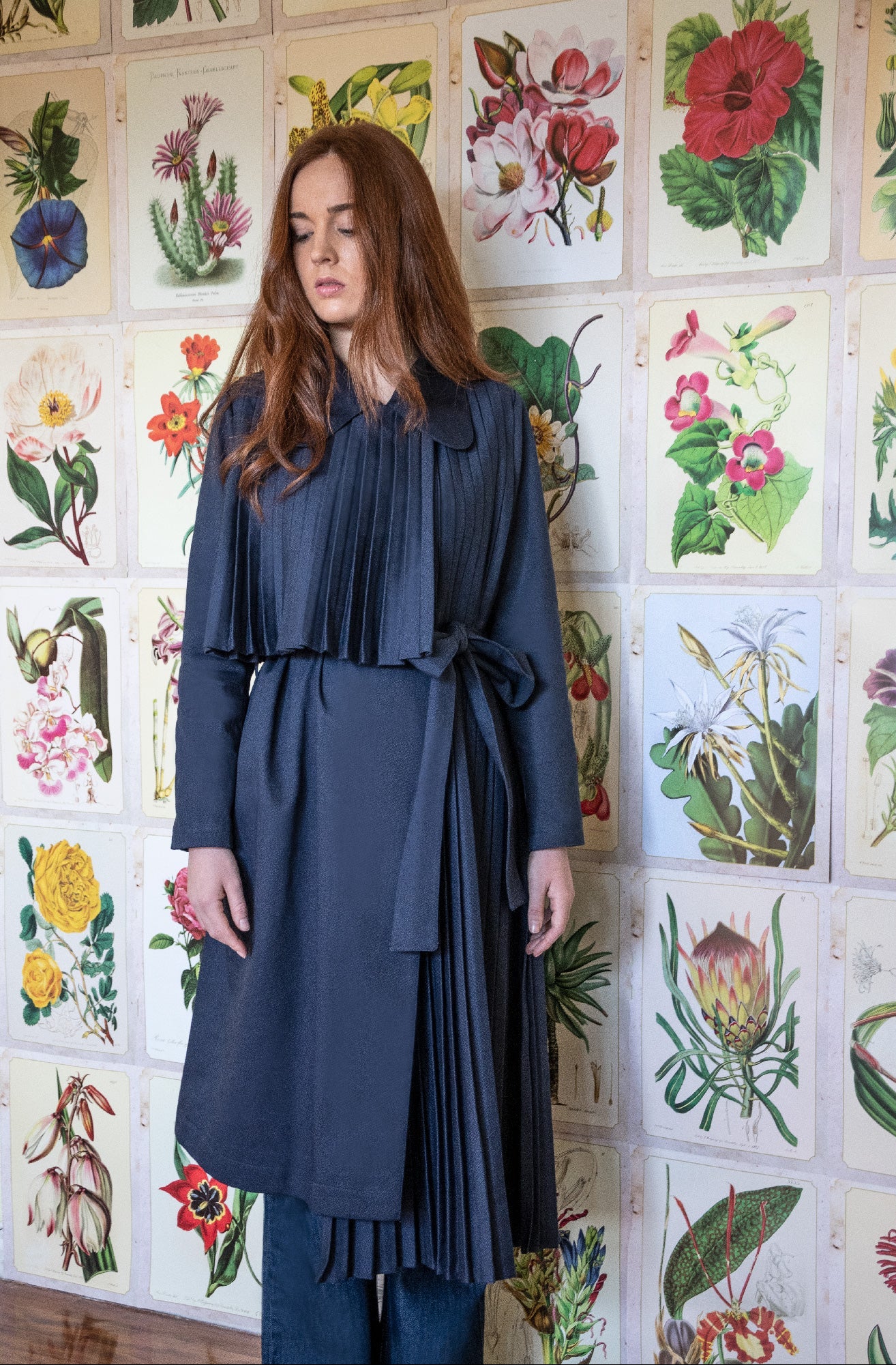 Navy Pleated Trench Matisse