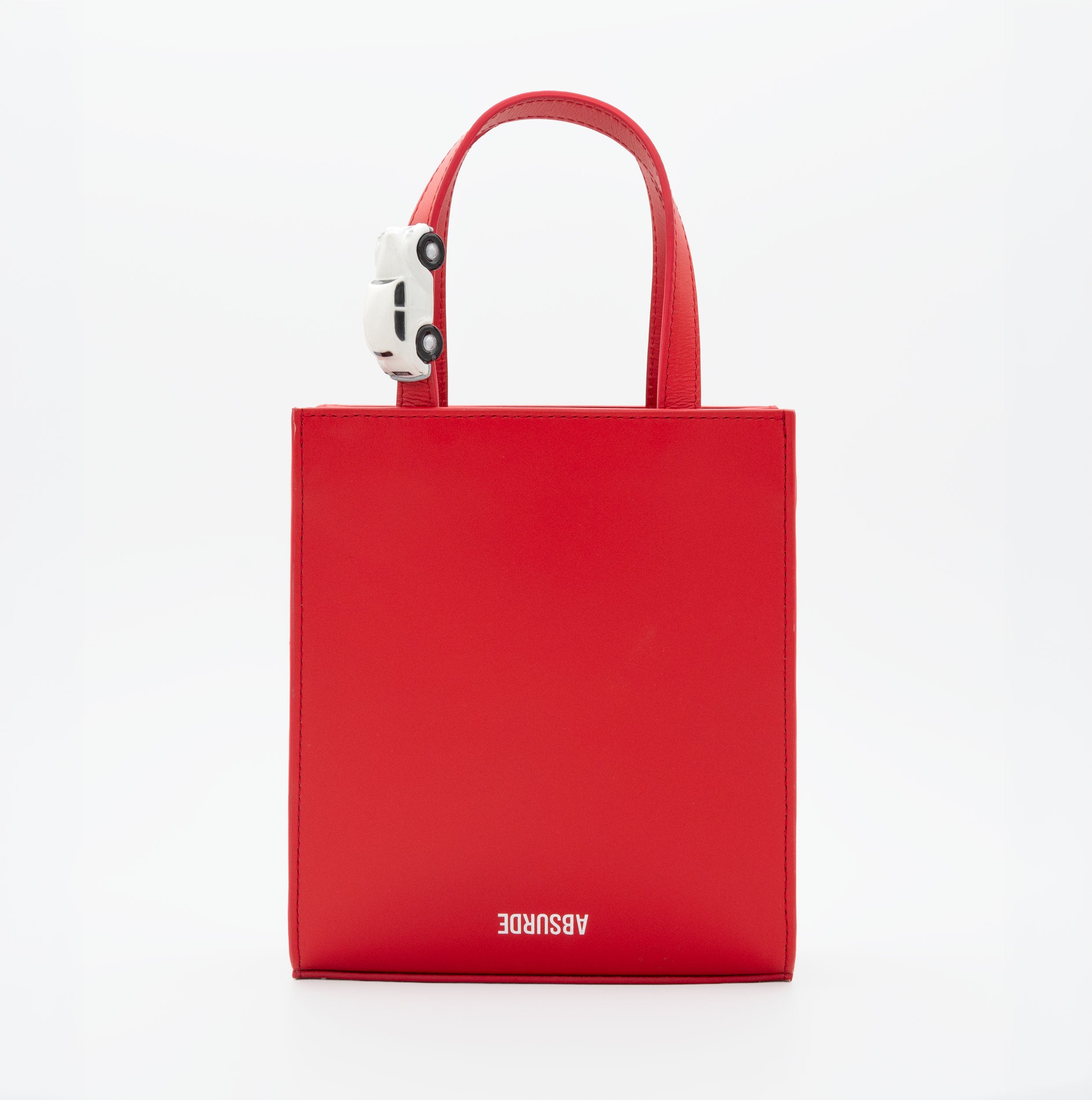 MINI STOP Tote Bag in Red Leather