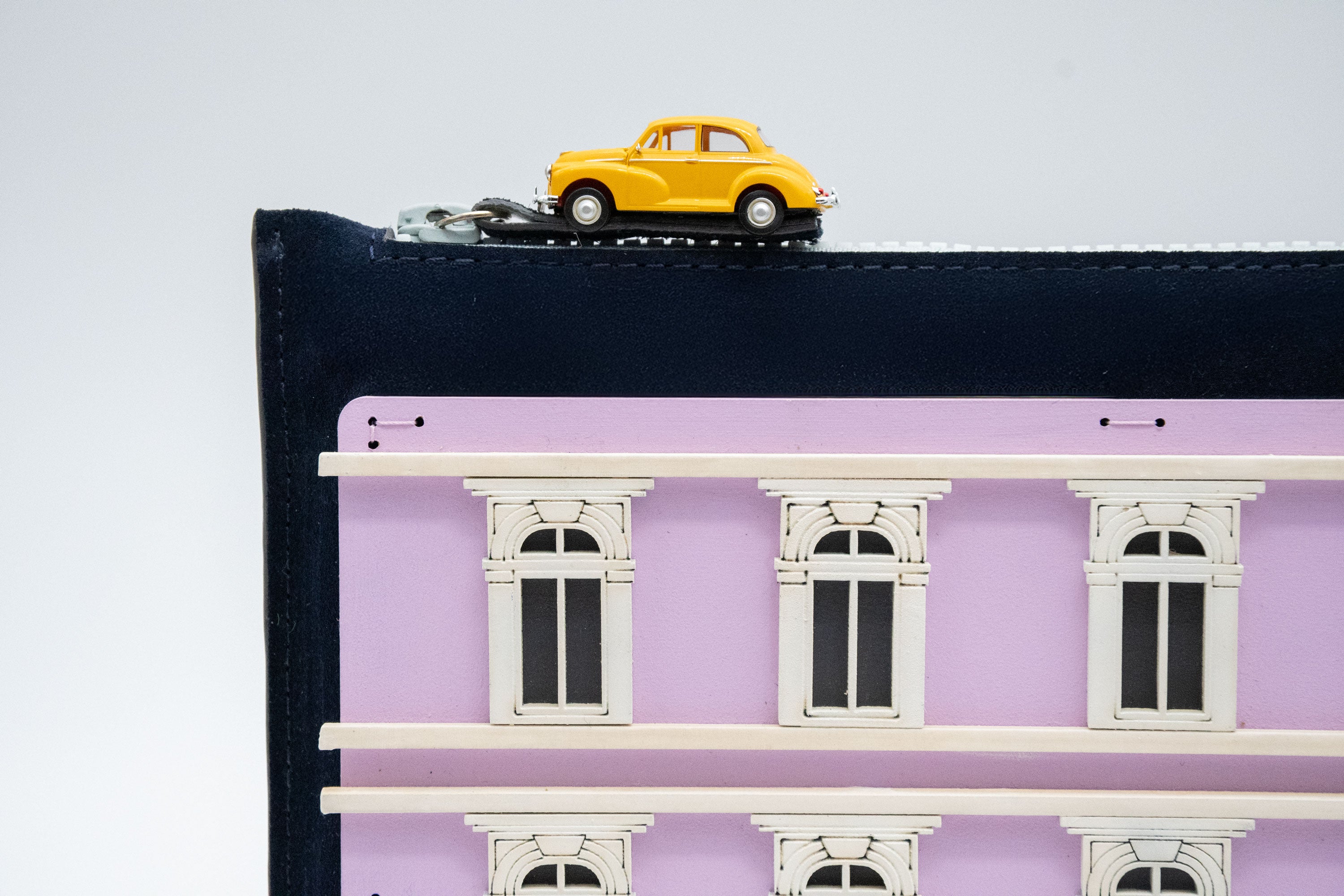 Purple Building Suede Pouch in Navy