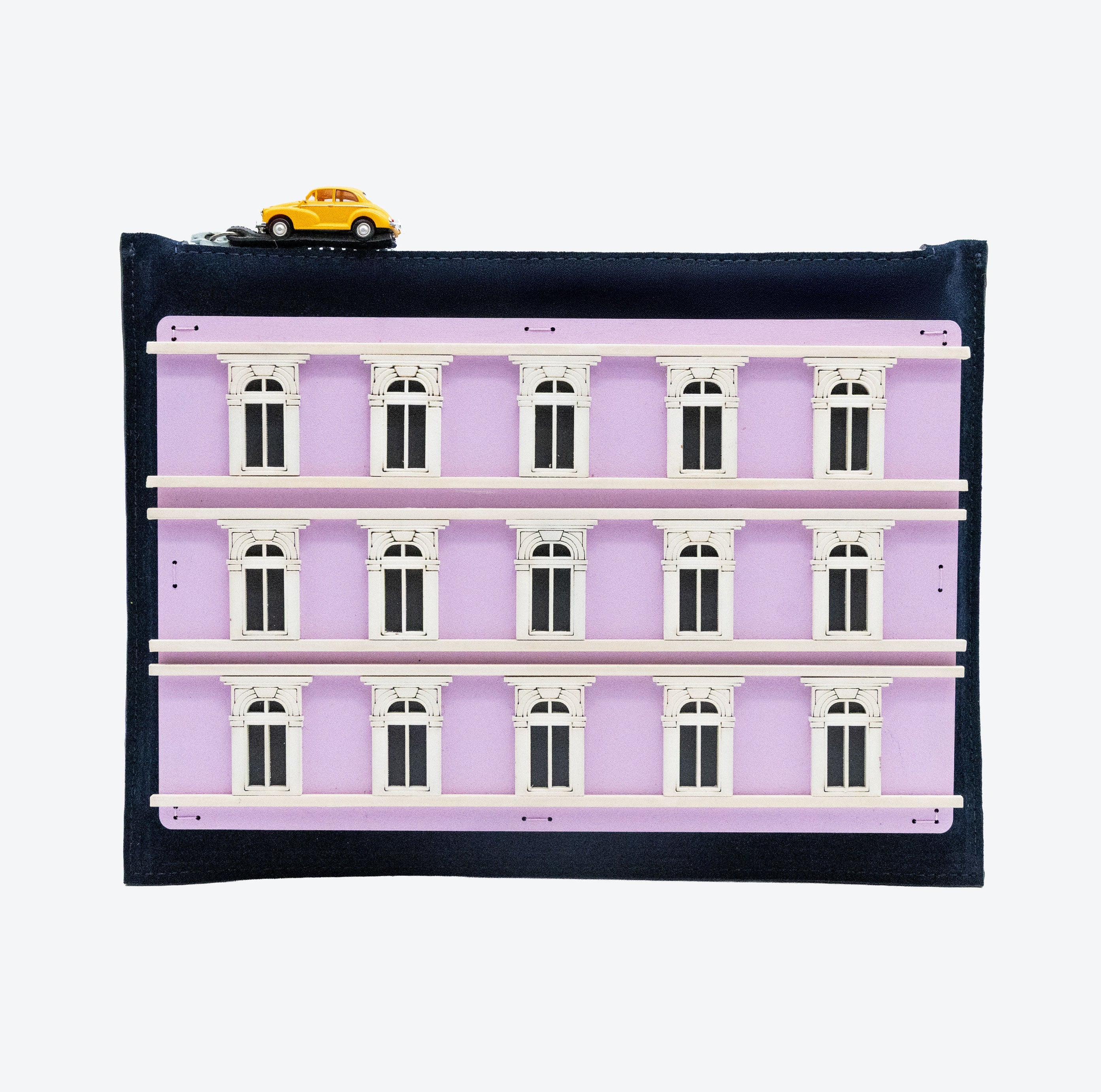 Purple Building Suede Pouch in Navy