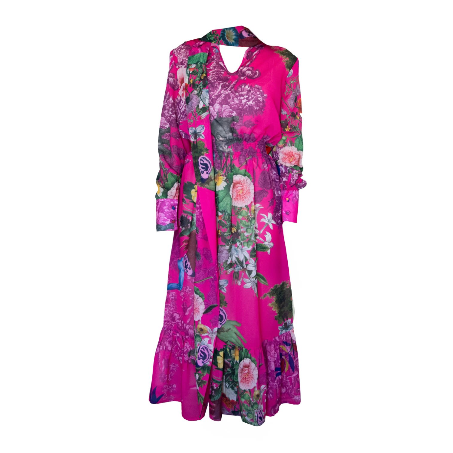 Tinguely Midi Fuchsia Dress With Bow