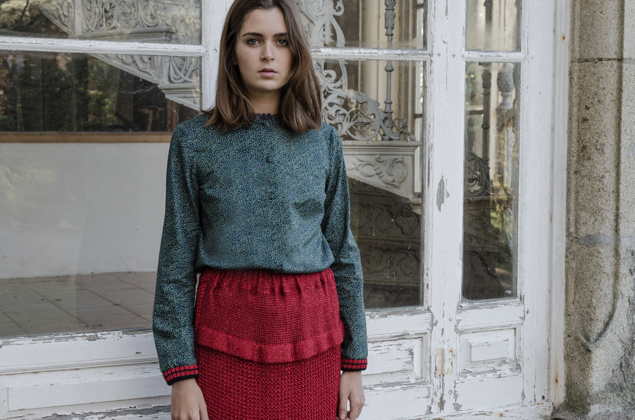 Floral Shirt With Knit Cuffs