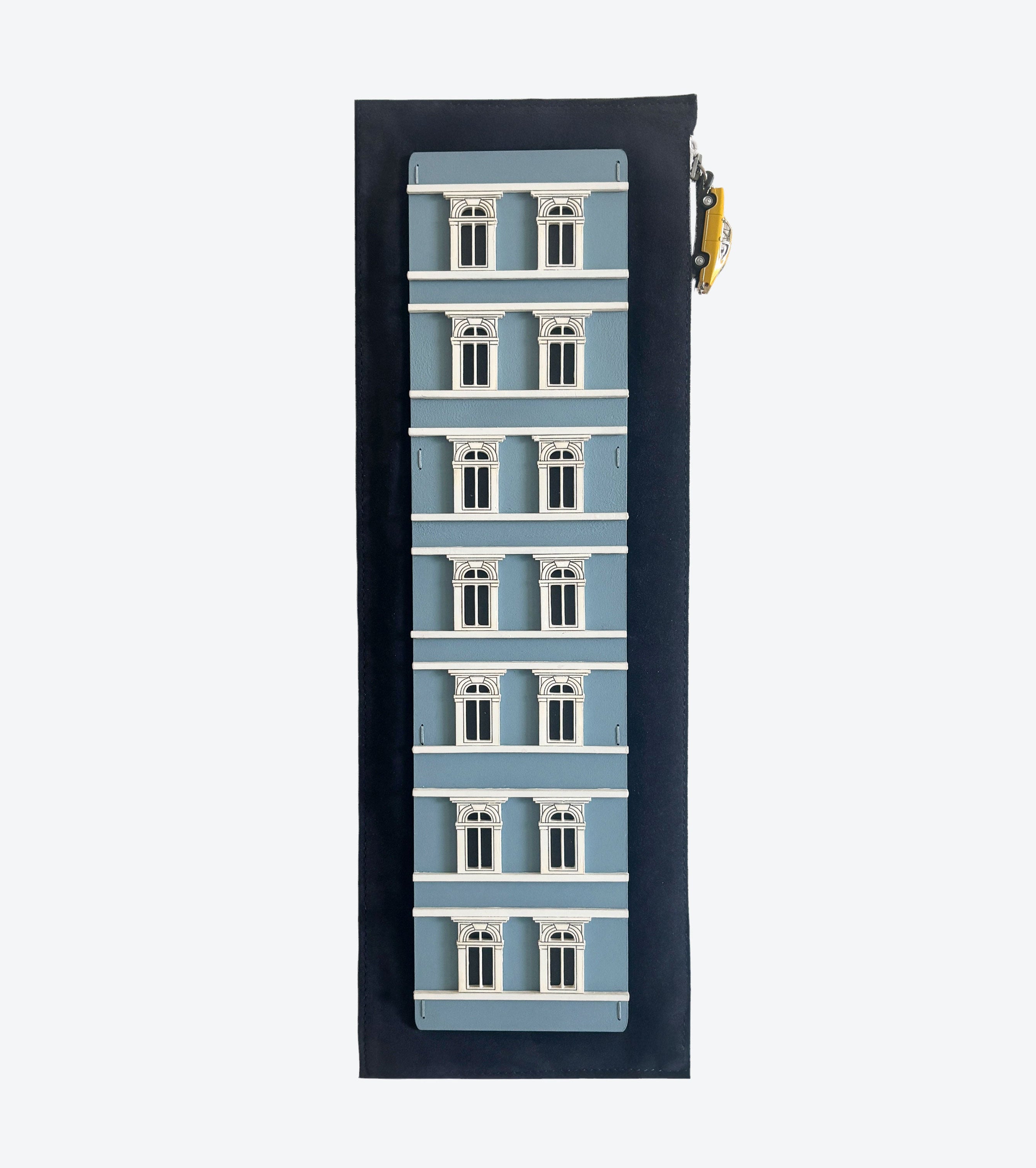 Long Building Suede Pouch in Blue