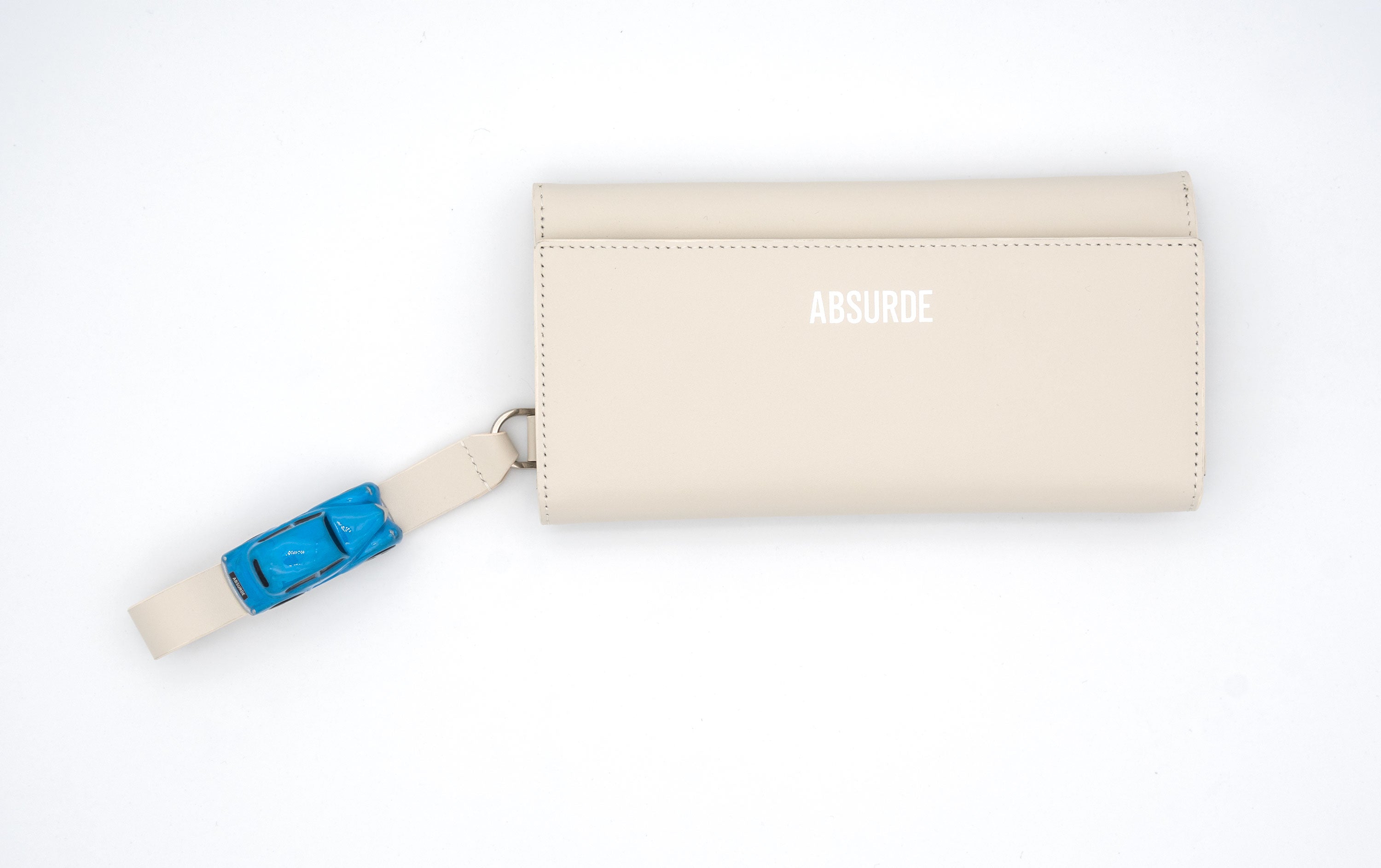 PARKING Off White Leather bifold wallet with blue car