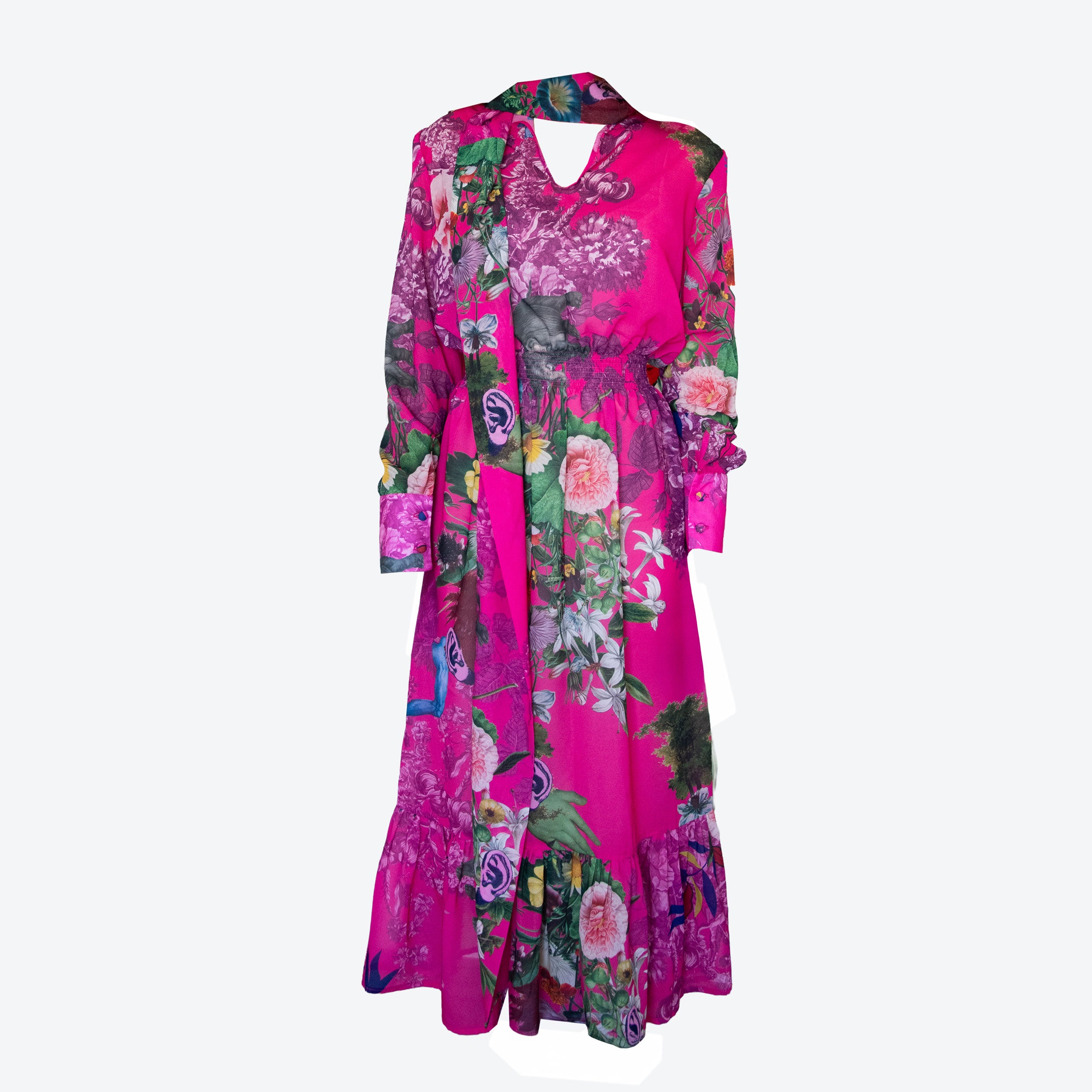 Tinguely Midi Fuchsia Dress With Bow