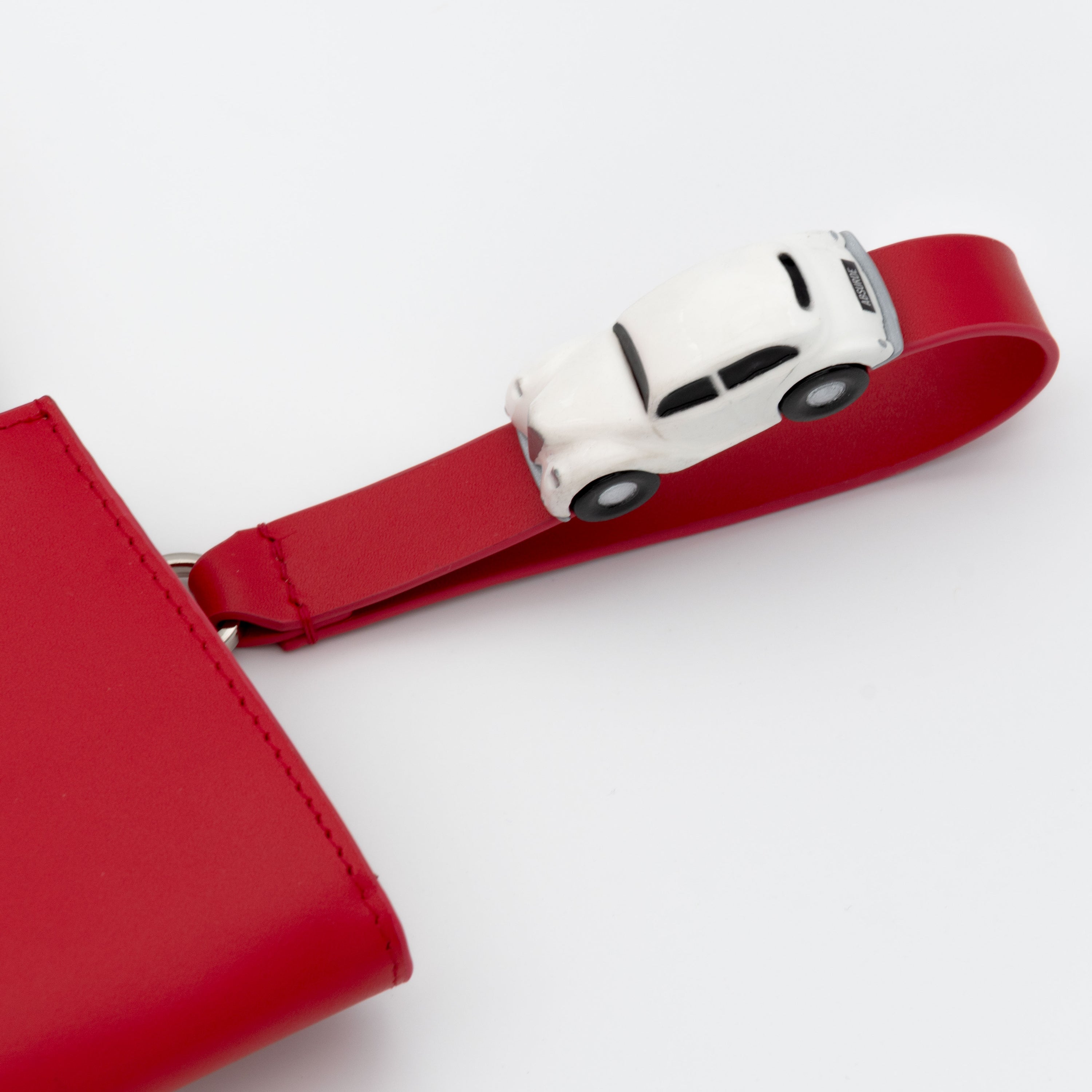 PARKING Red Leather bifold wallet with white car