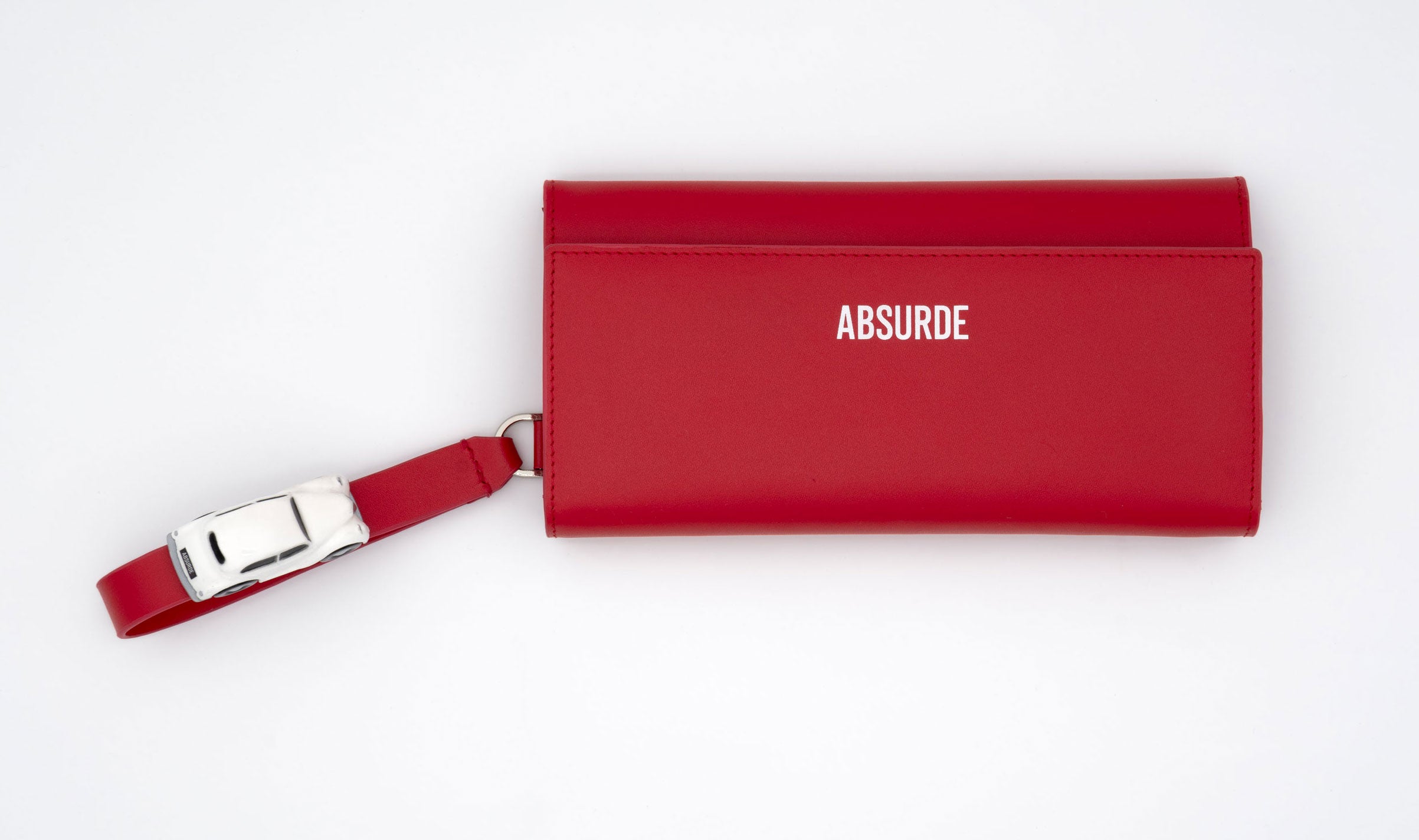 PARKING Red Leather bifold wallet with white car