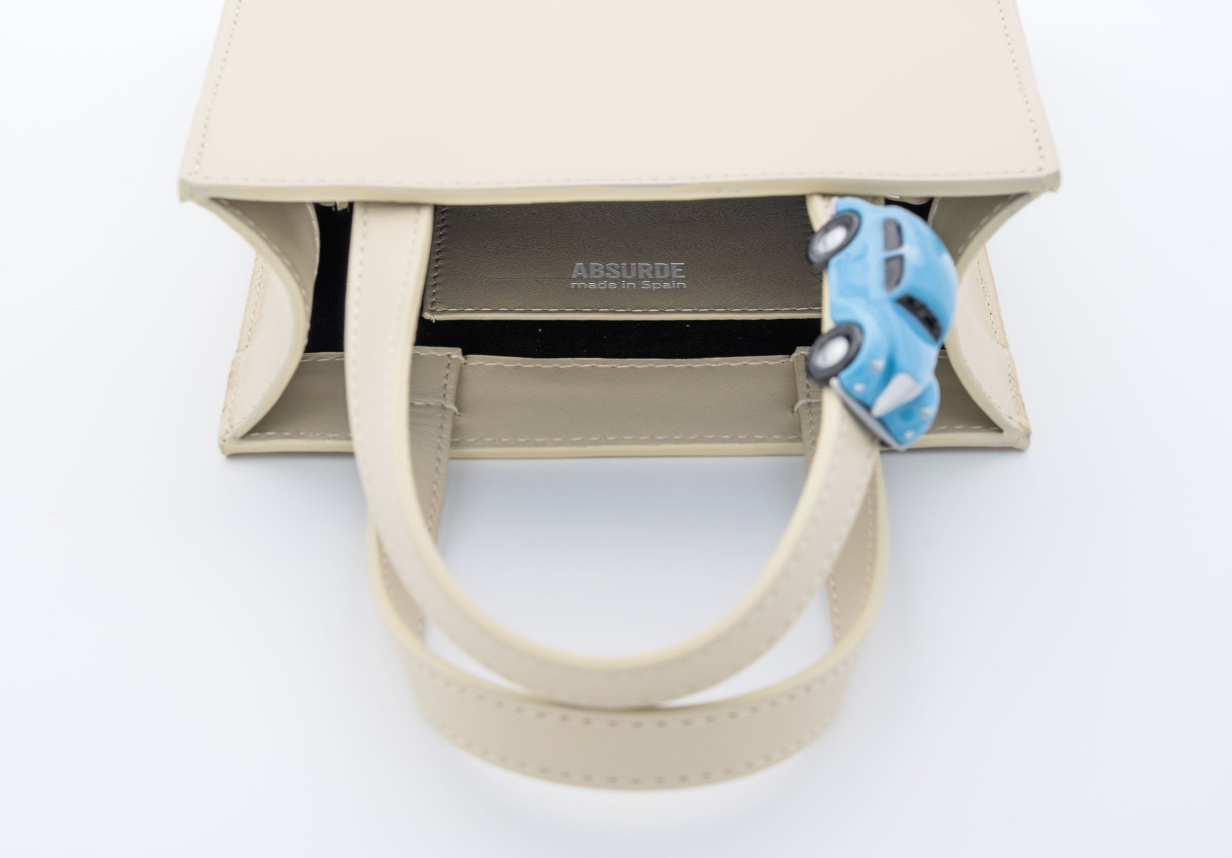 MINI STOP Tote Bag in Off White Leather
