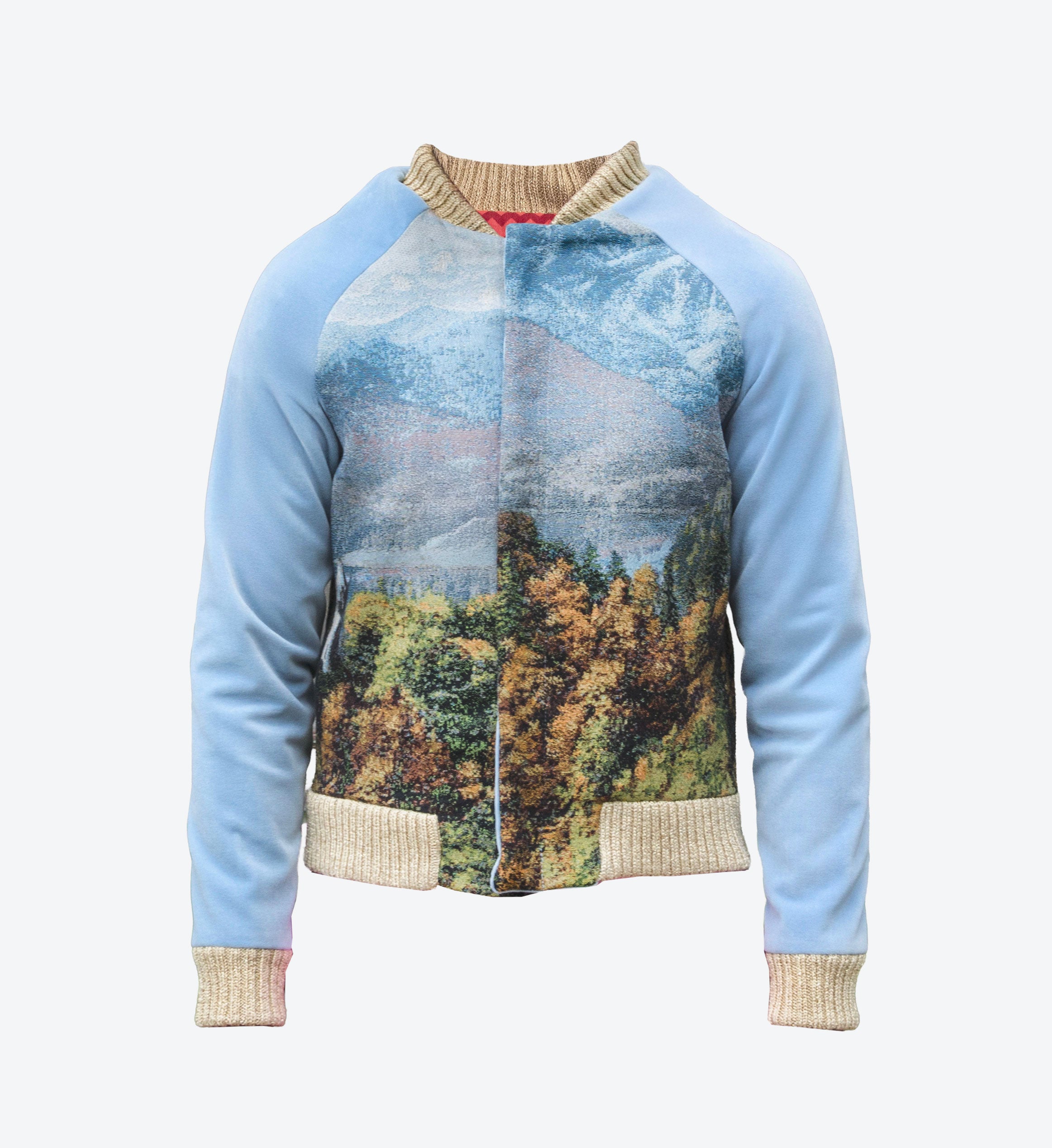 Castle Tapestry Blue Velvet Bomber