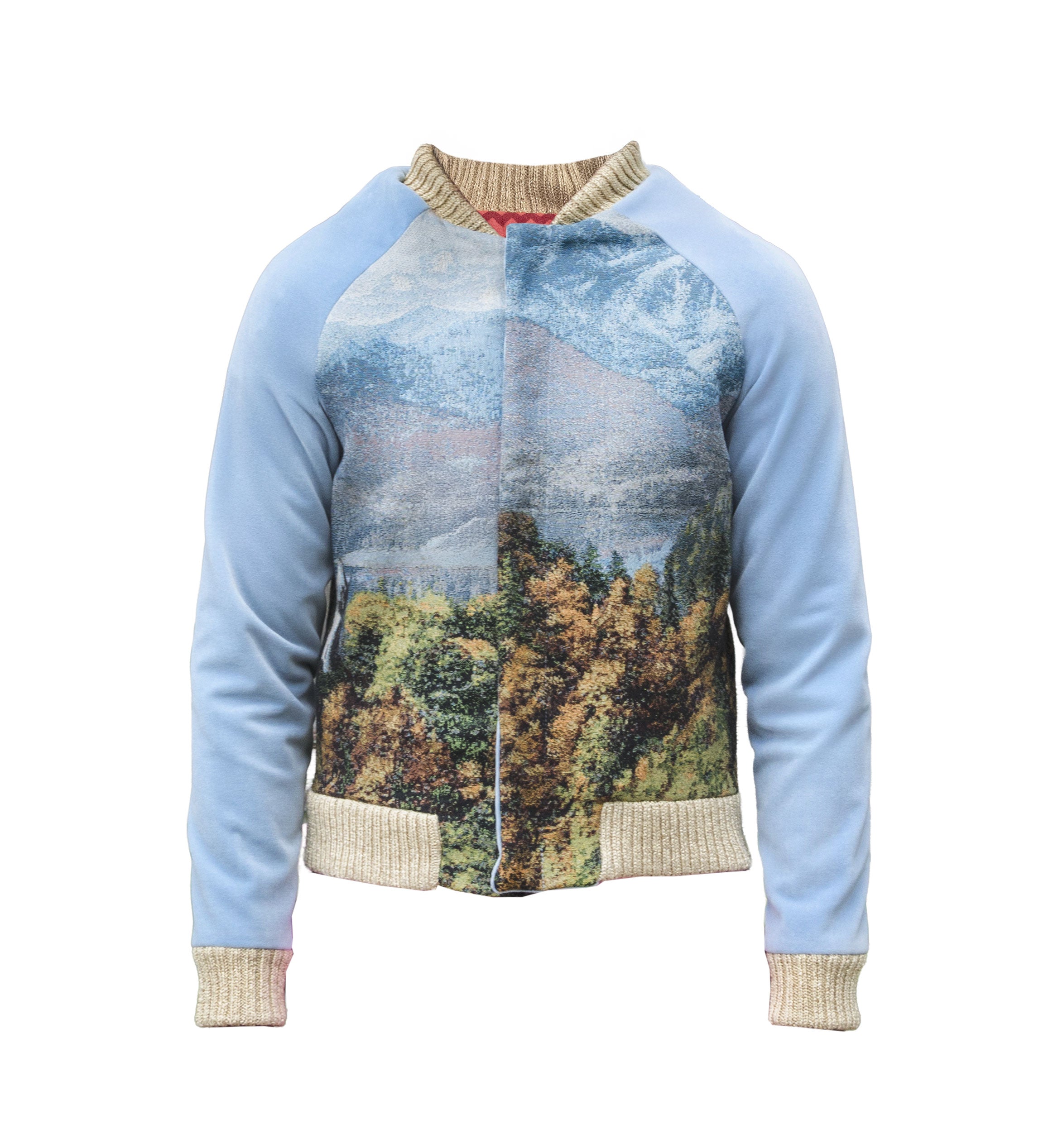 Castle Tapestry Blue Velvet Bomber